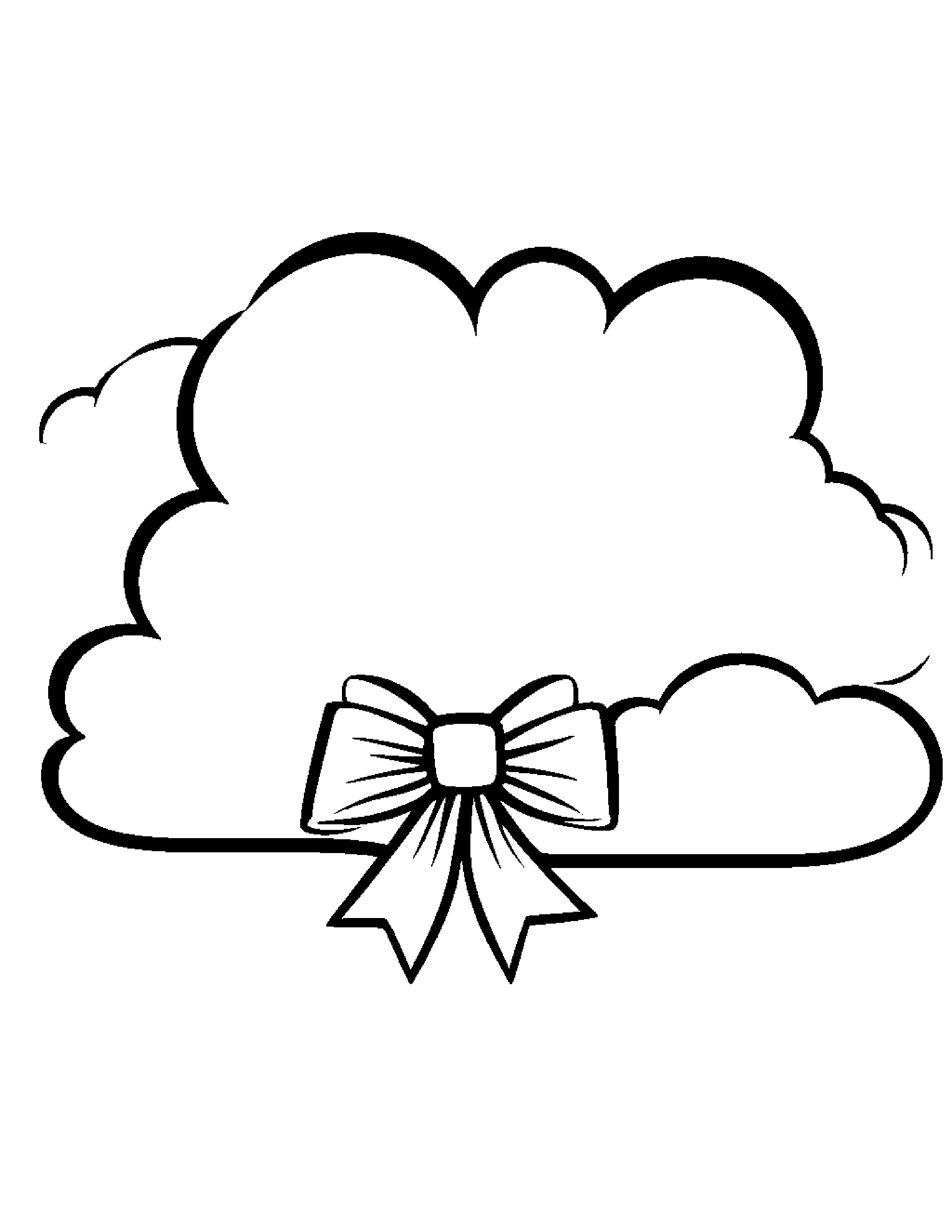 Cloud With A Bow #2 Coloring Page (Free Printable PDF)