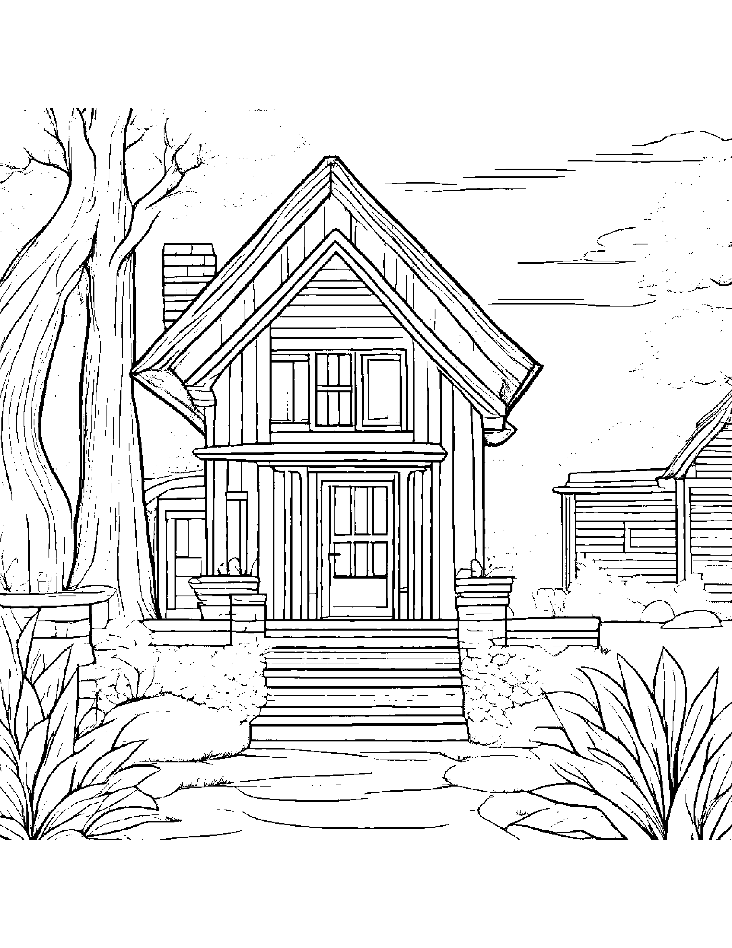 Little Cozy Cottage Reading A Book Coloring Page (Free Printable PDF)
