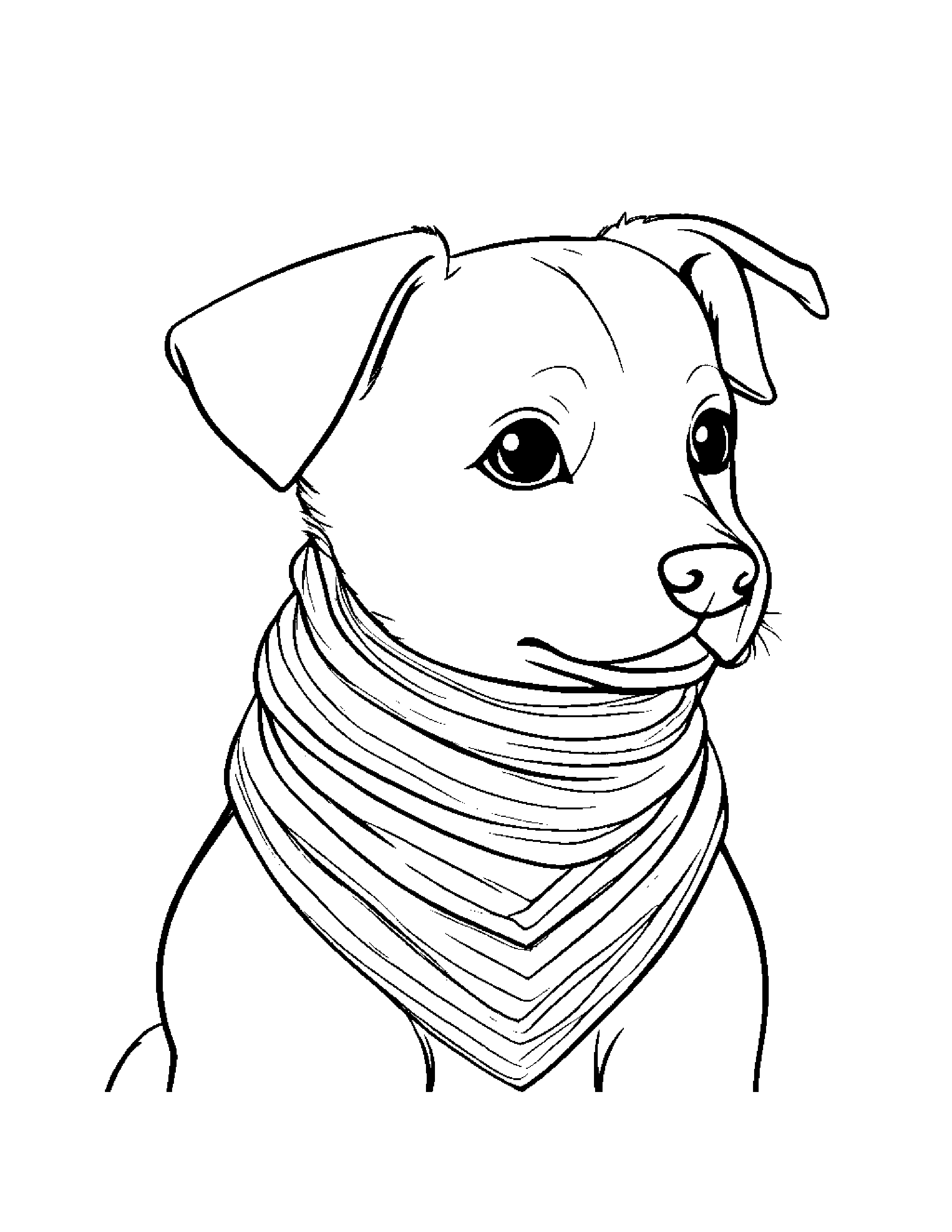 Little Puppy With Scarf Coloring Page (Free Printable PDF)