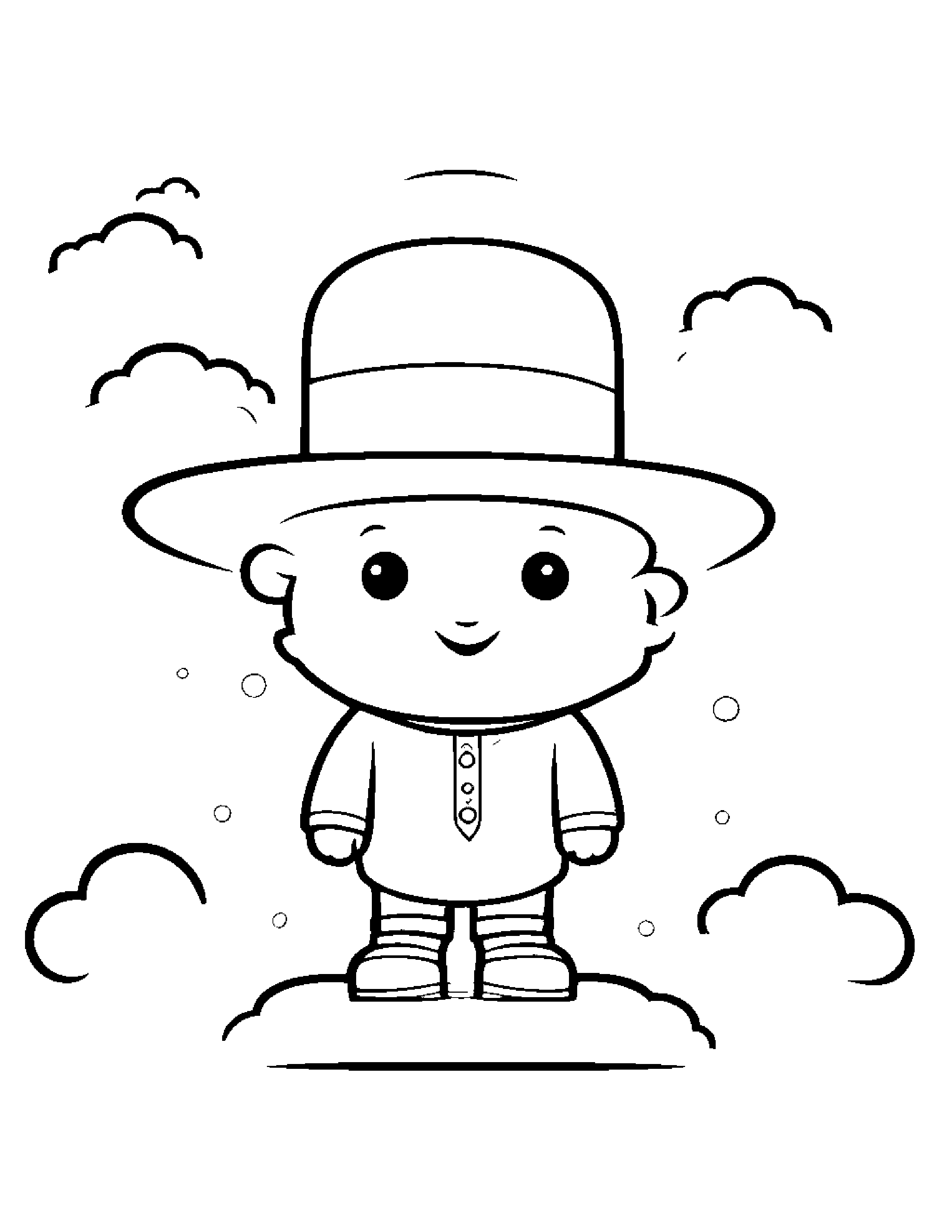 Little Cloud Wearing A Hat #2 Coloring Page (Free Printable PDF)