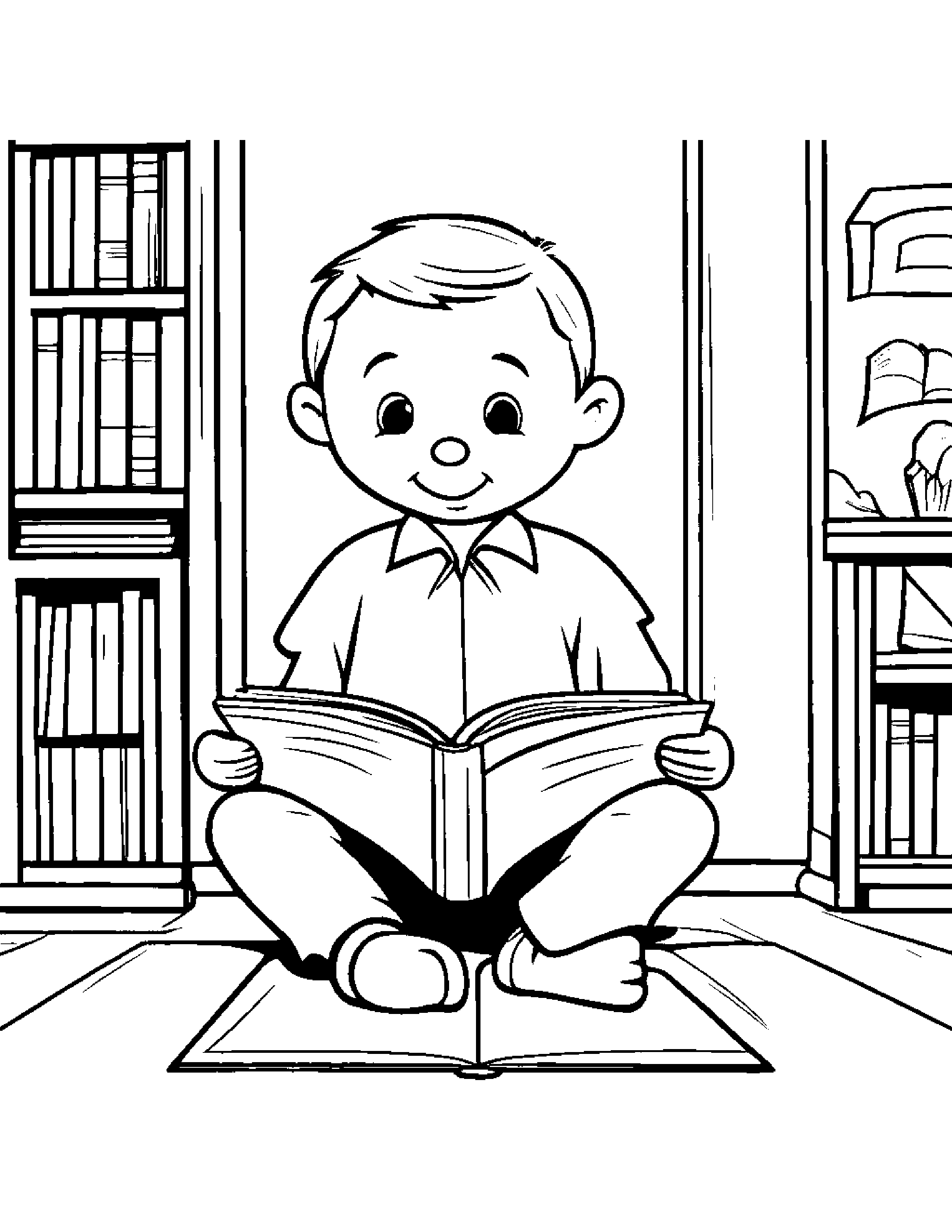 Brave Gosling Reading A Storybook In A Classroom Corner Coloring Page (Free Printable PDF)