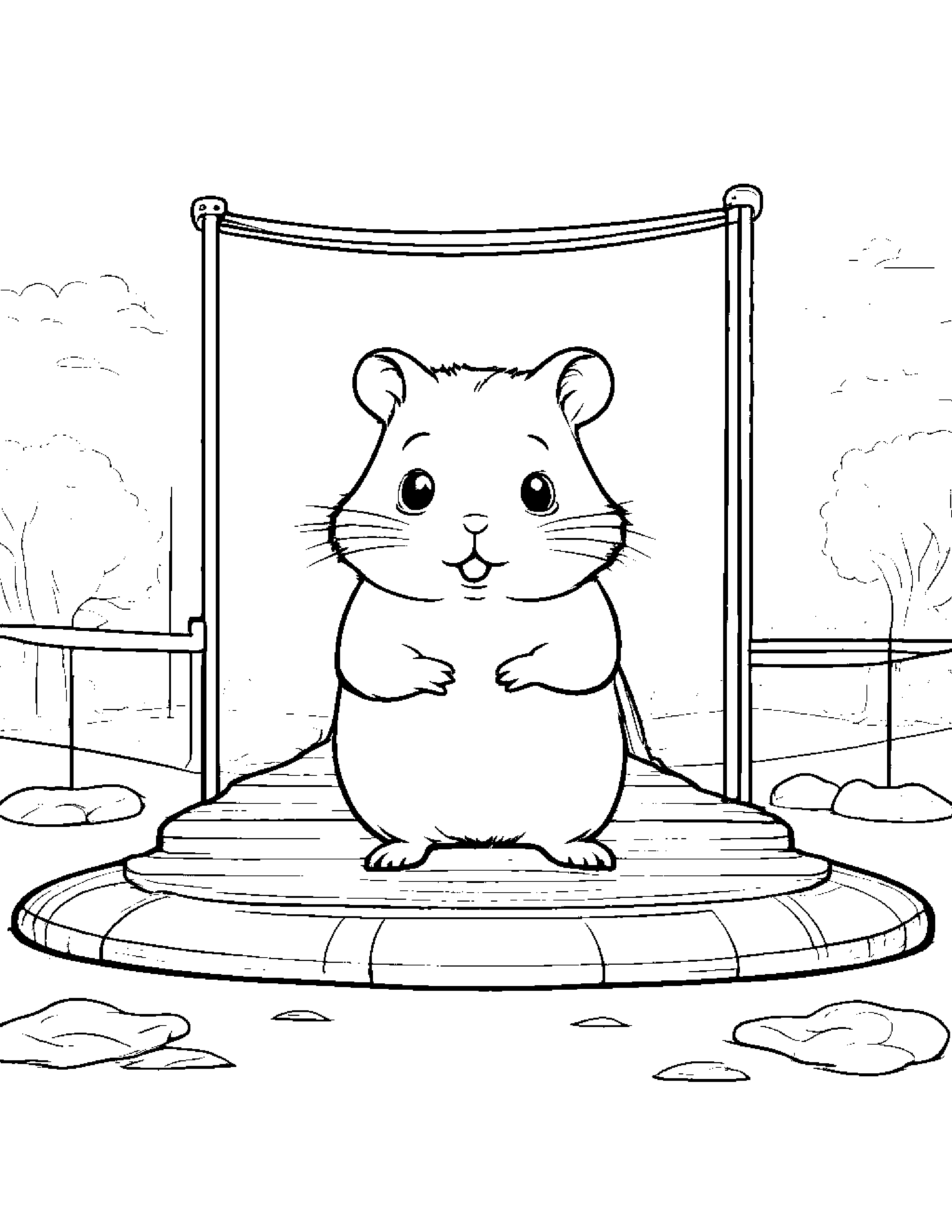 Brave Hamster At The Playground Coloring Page (Free Printable PDF)