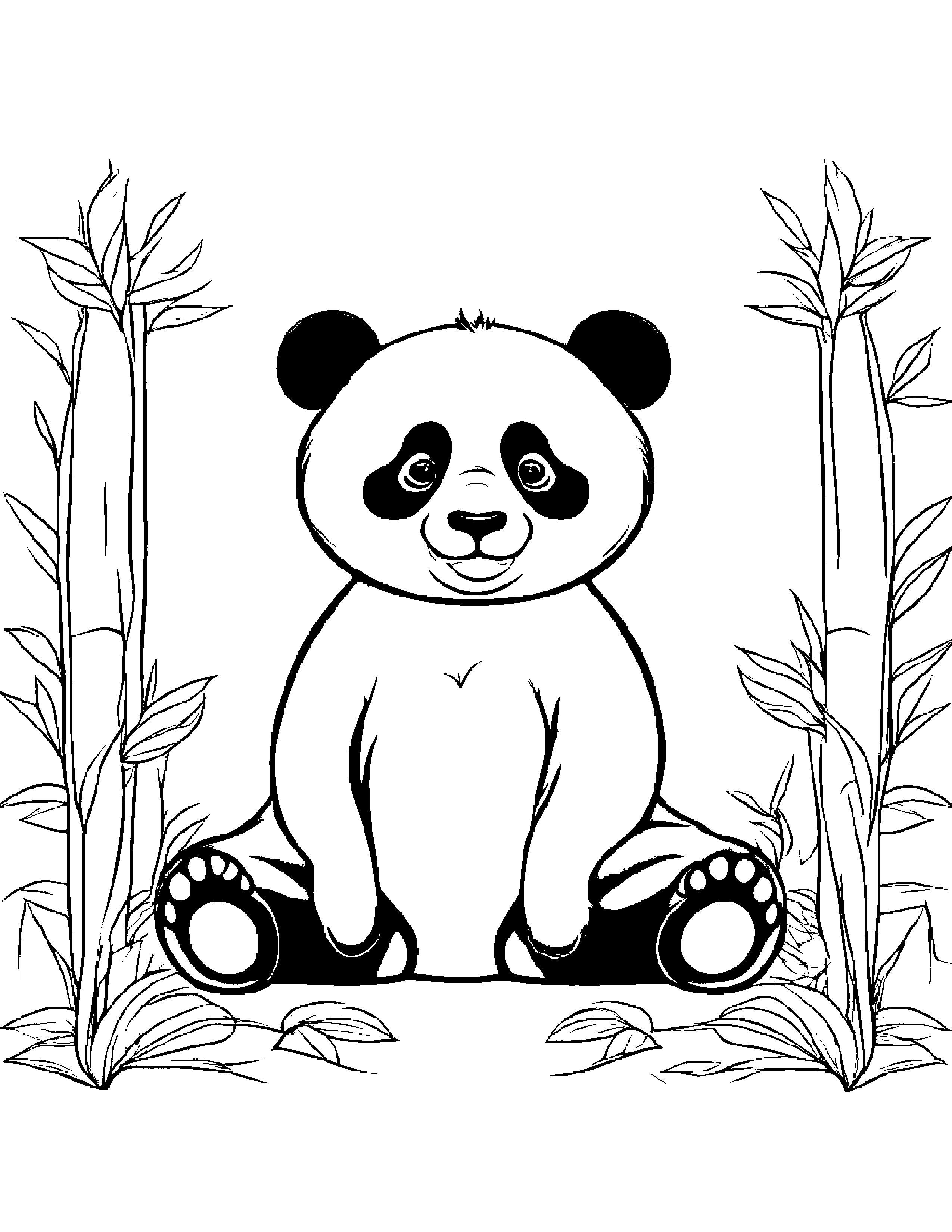 Bright Panda Smiling #2 Coloring Page (Free Printable PDF)