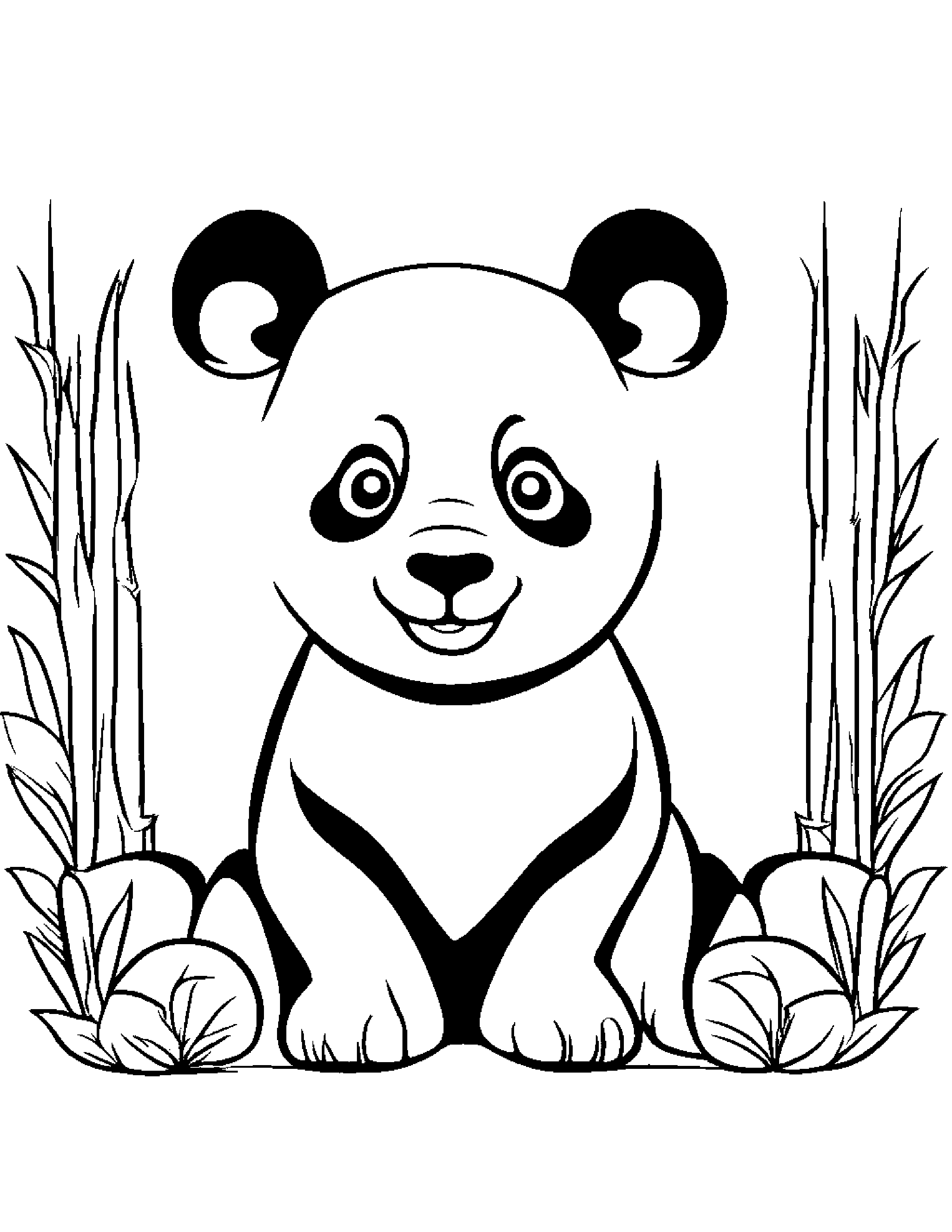 Bright Panda Smiling Coloring Page (Free Printable PDF)