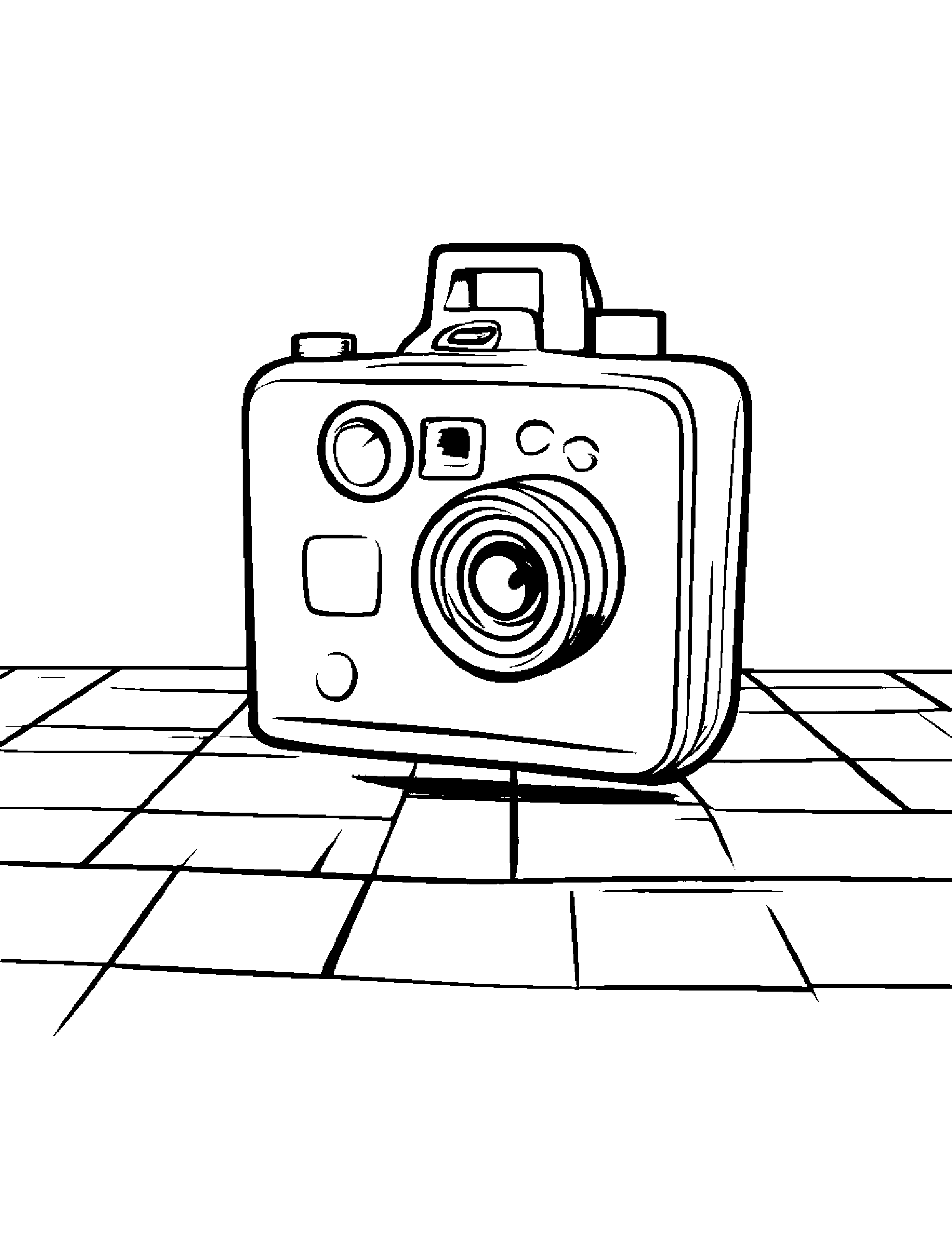 Camera Toy Playing Hopscotch #4 Coloring Page (Free Printable PDF)
