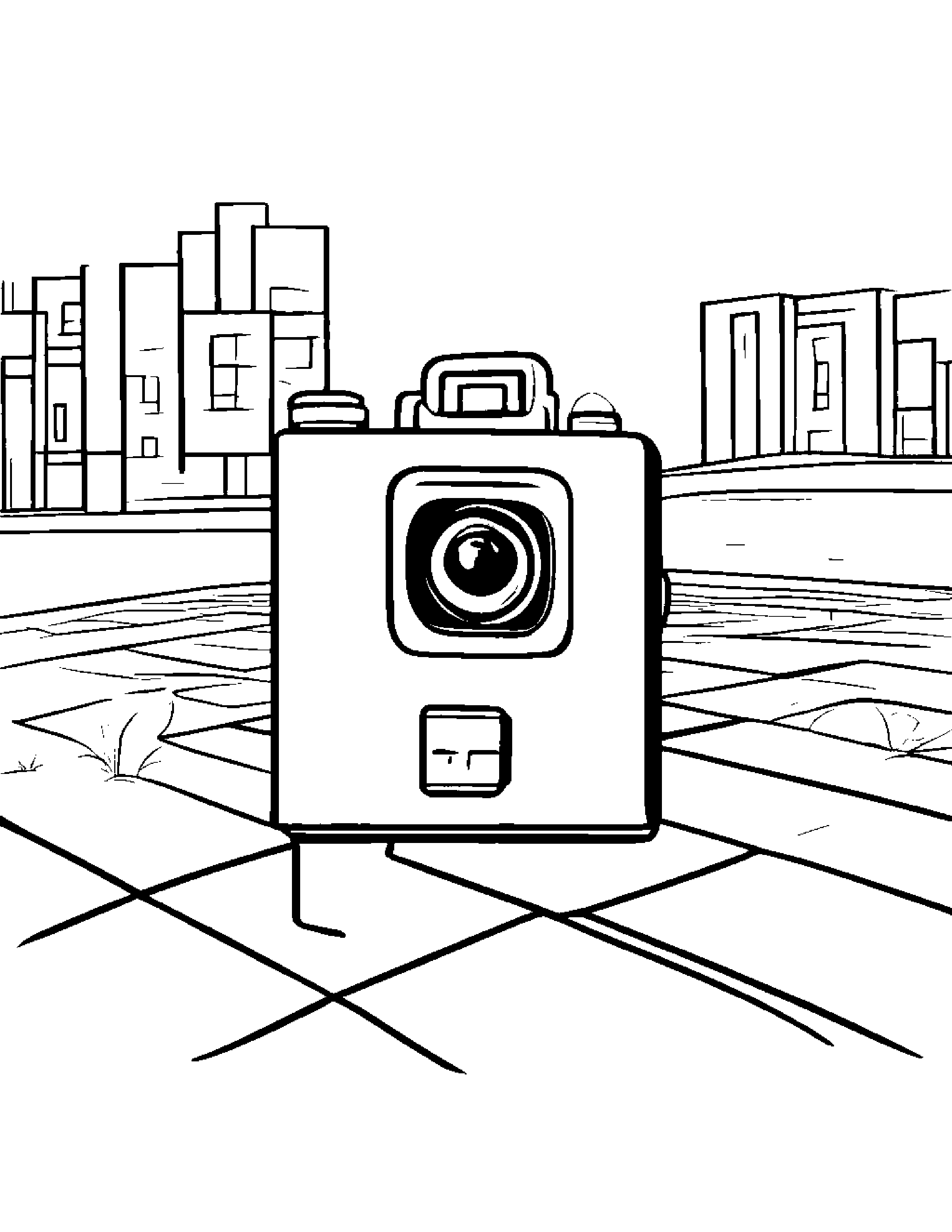Camera Toy Playing Hopscotch #5 Coloring Page (Free Printable PDF)