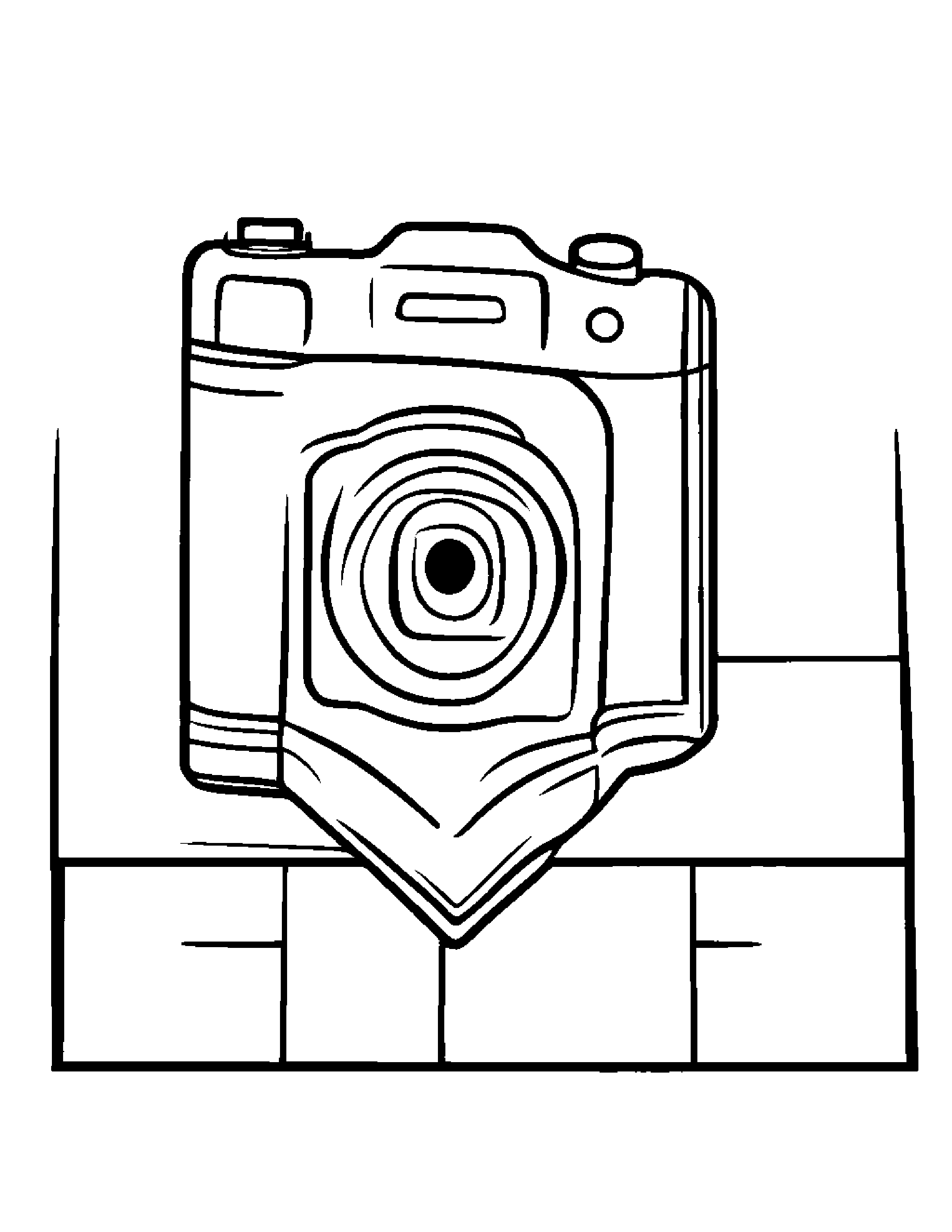 Camera Toy Playing Hopscotch Coloring Page (Free Printable PDF)