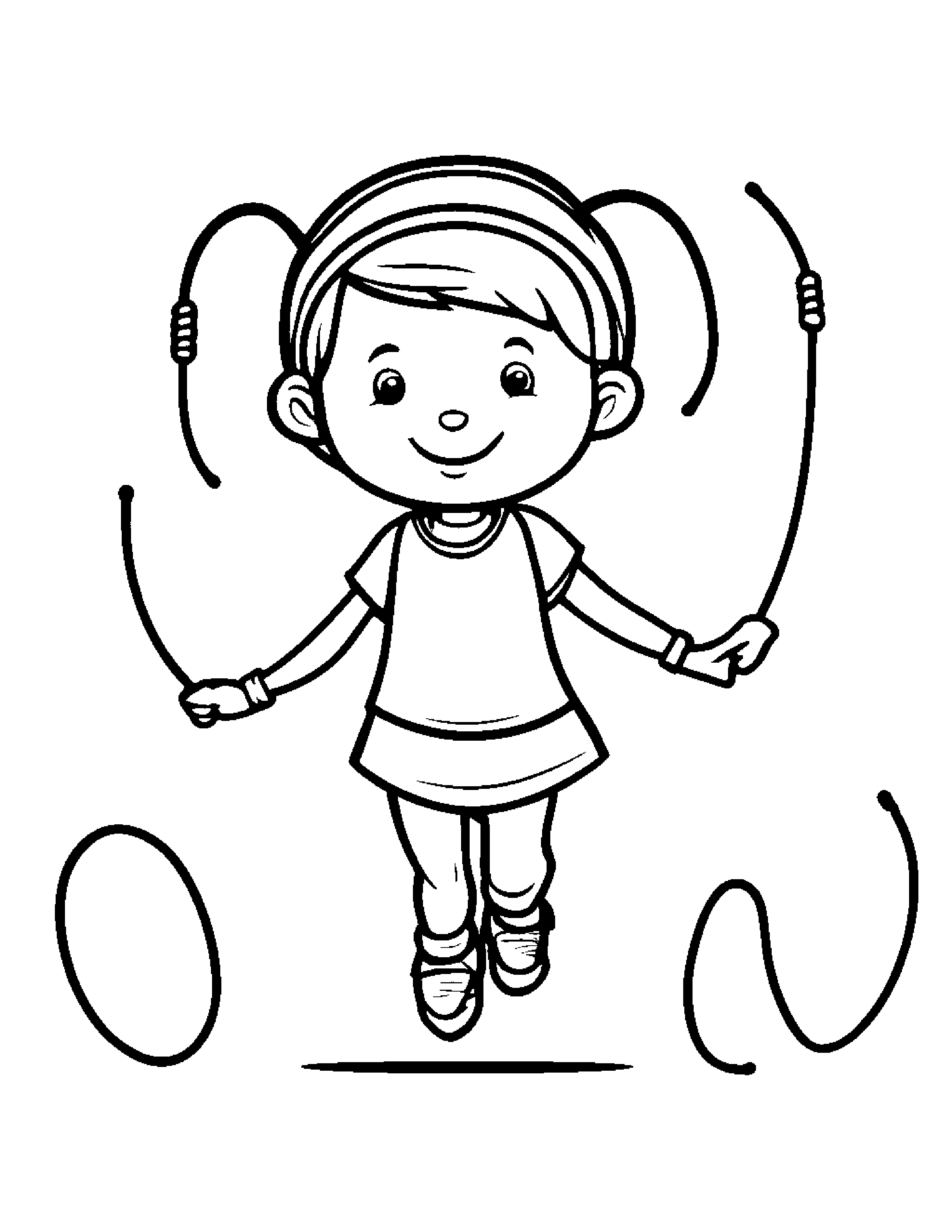 Cheerful Jump Rope #2 Coloring Page (Free Printable PDF)
