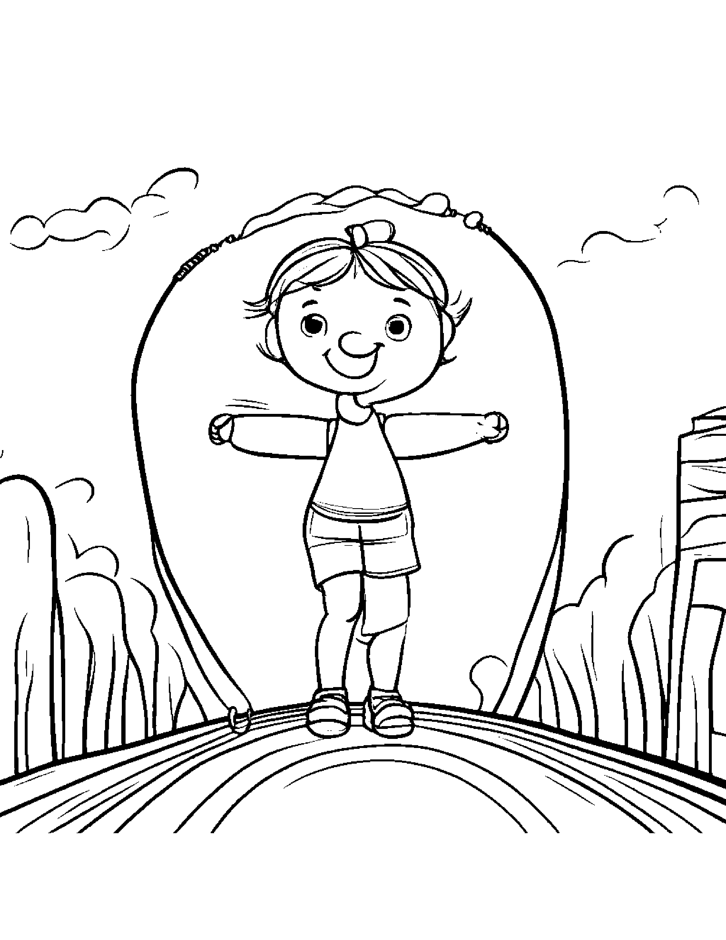 Cheerful Jump Rope Coloring Page (Free Printable PDF)
