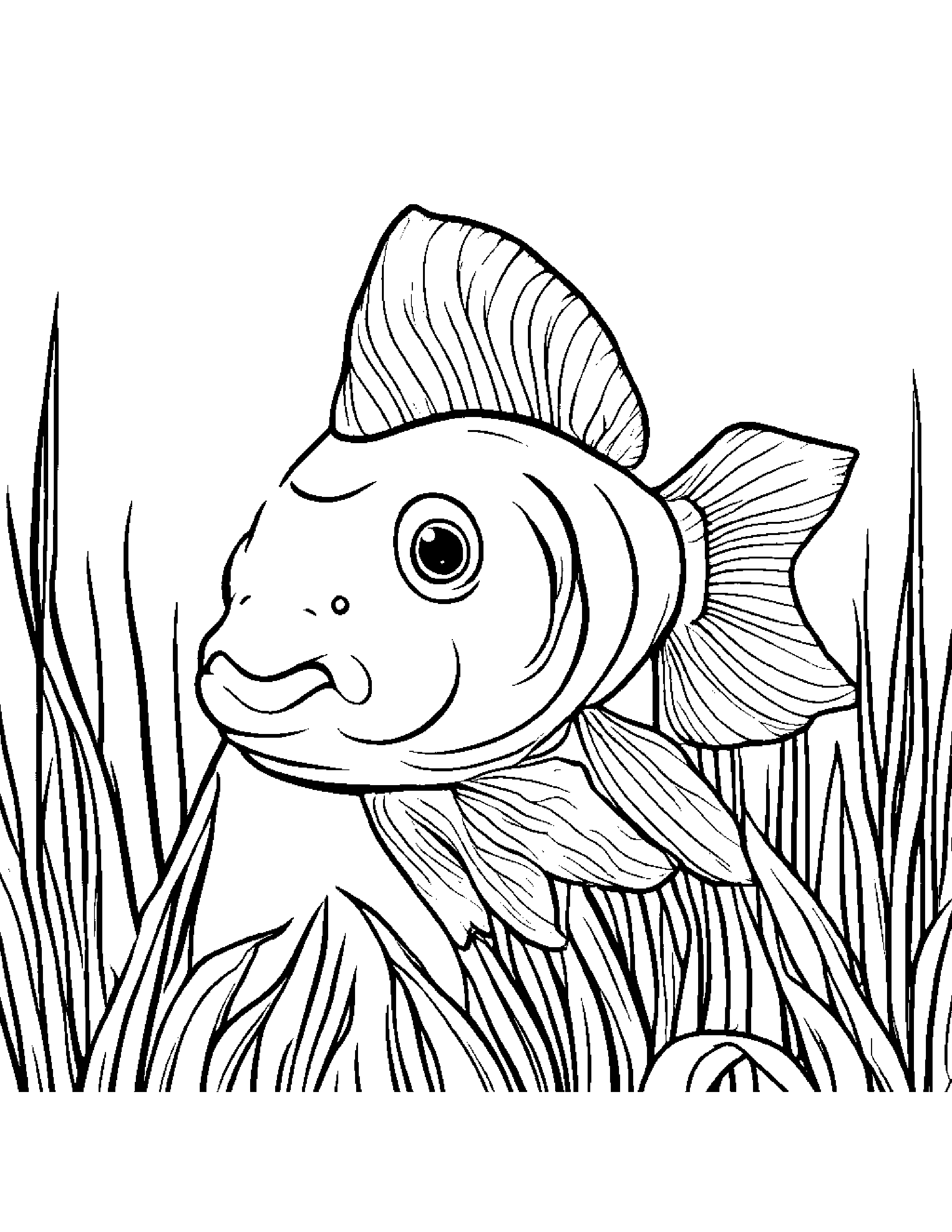 Curious Goldfish #3 Coloring Page (Free Printable PDF)