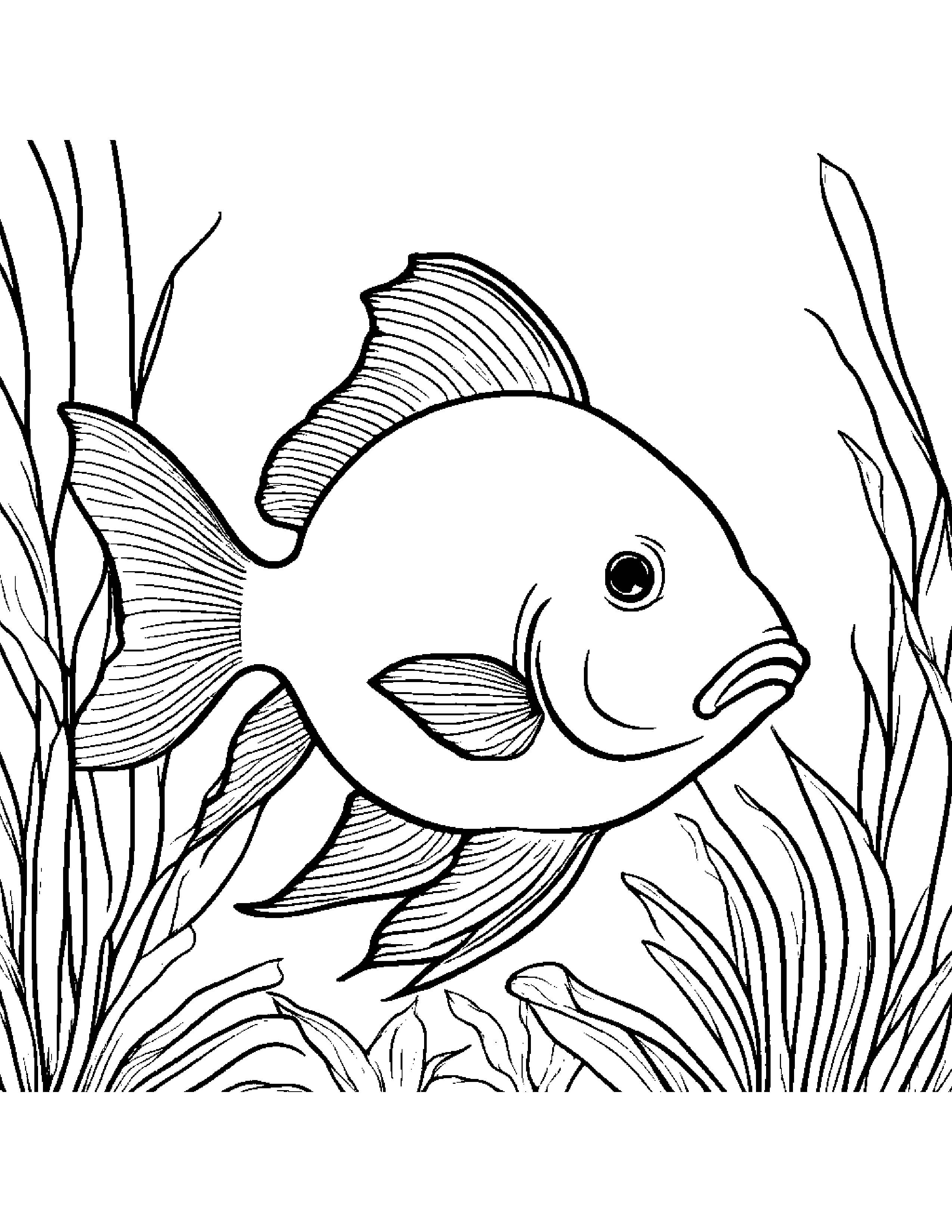 Curious Goldfish Coloring Page (Free Printable PDF)