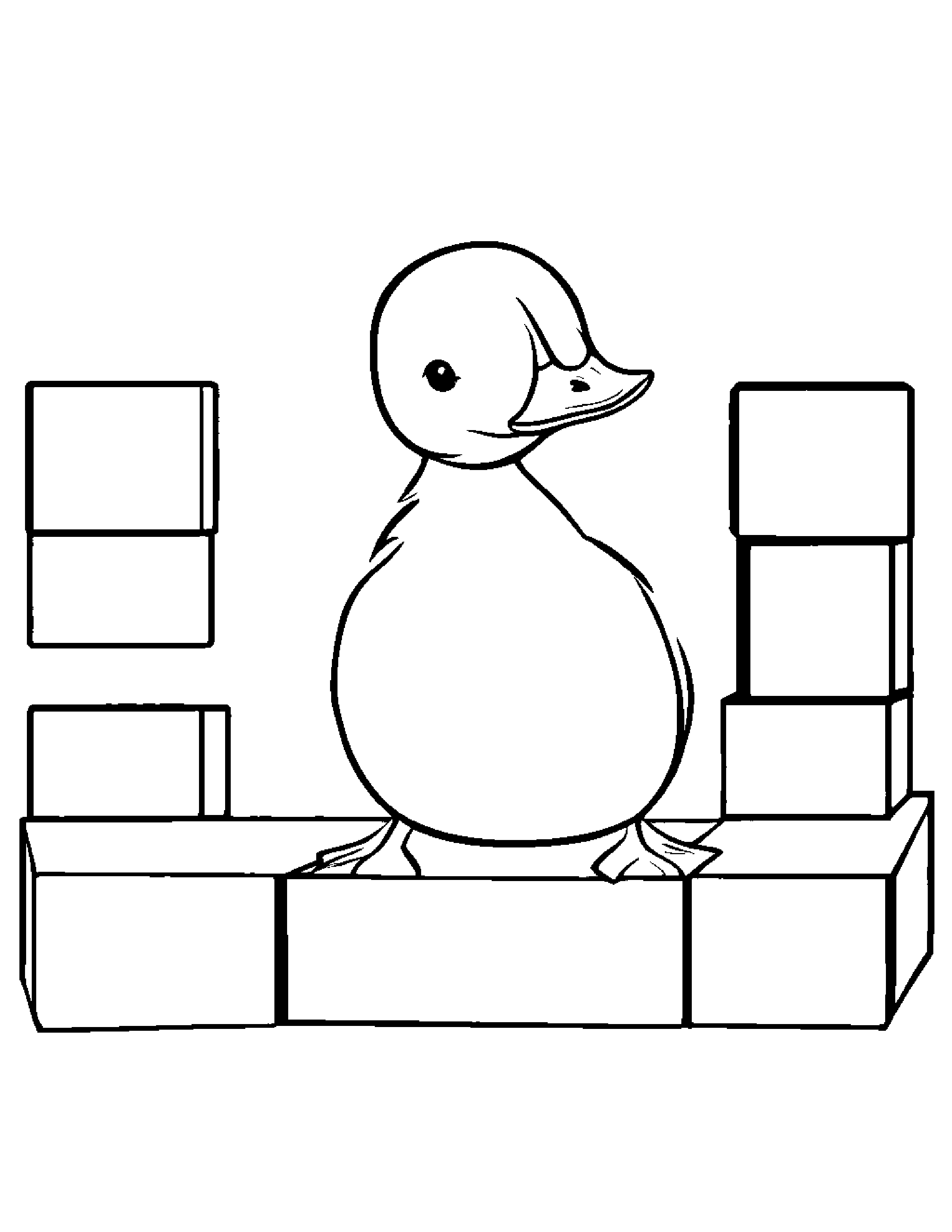 Duckling Stacking Blocks #2 Coloring Page (Free Printable PDF)