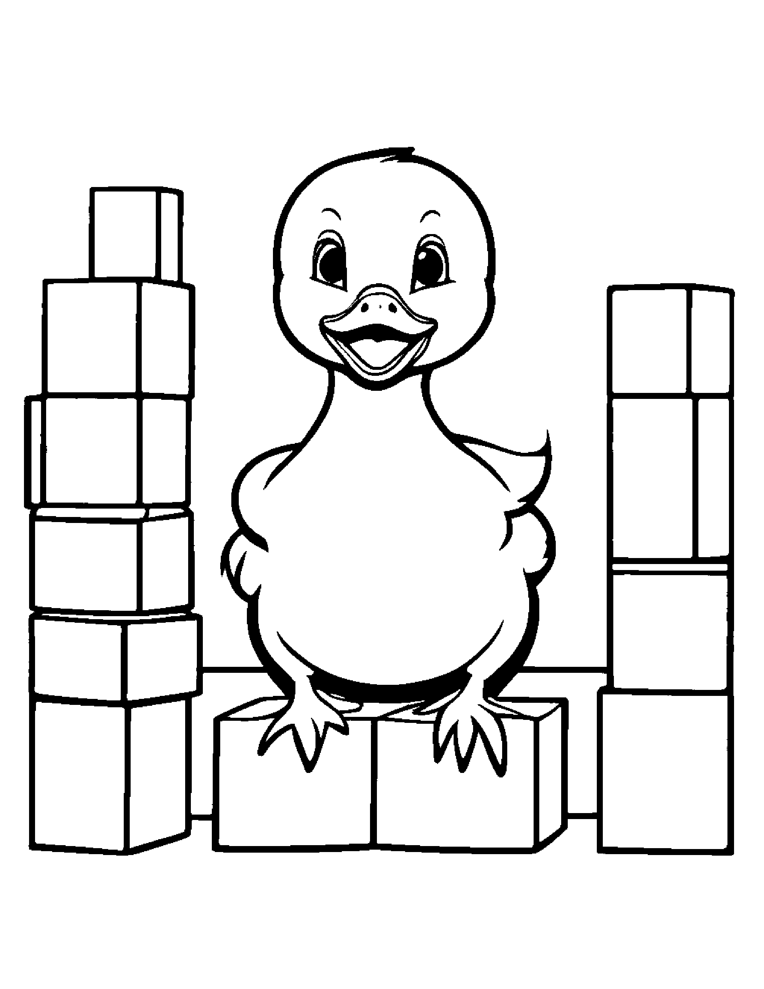 Duckling Stacking Blocks #3 Coloring Page (Free Printable PDF)