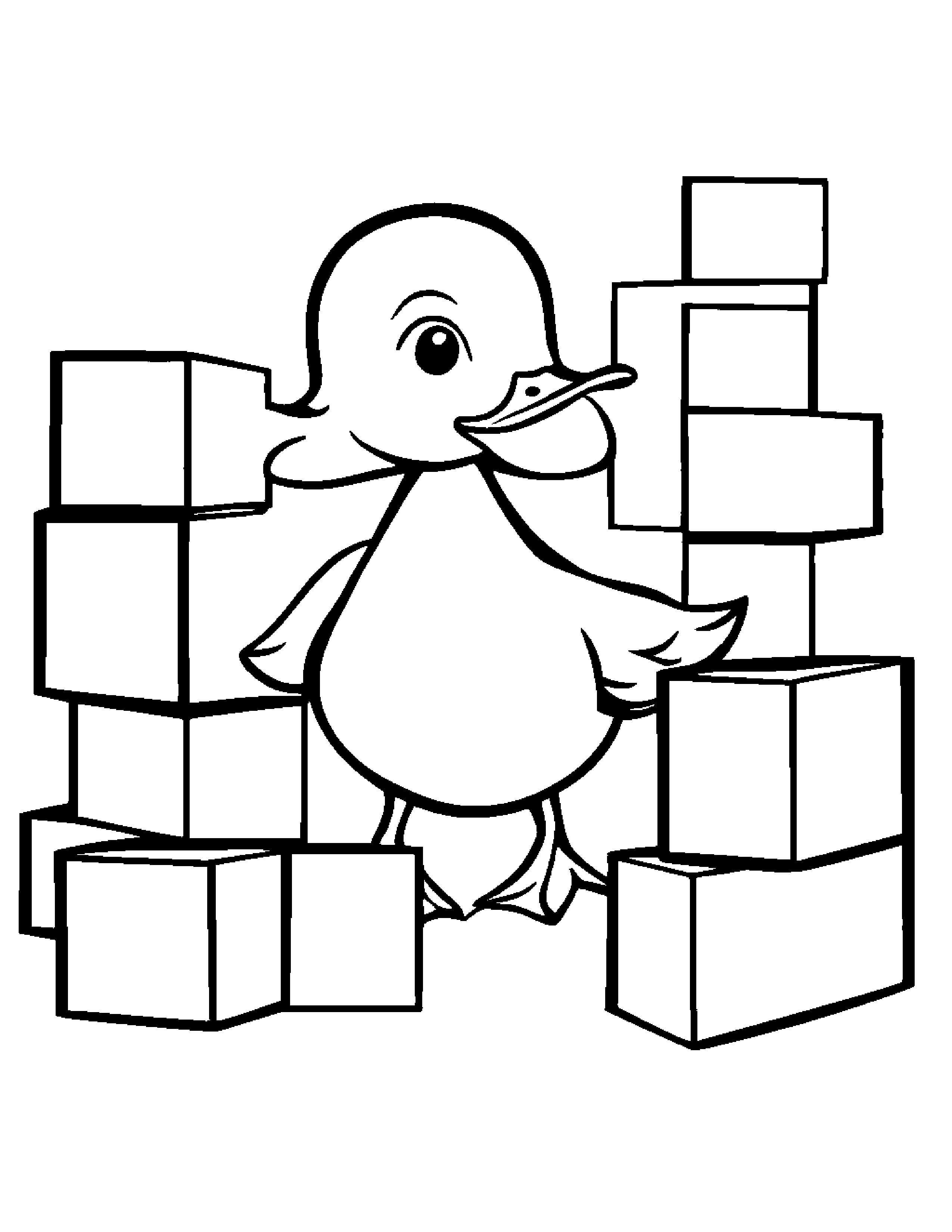 Duckling Stacking Blocks Coloring Page (Free Printable PDF)