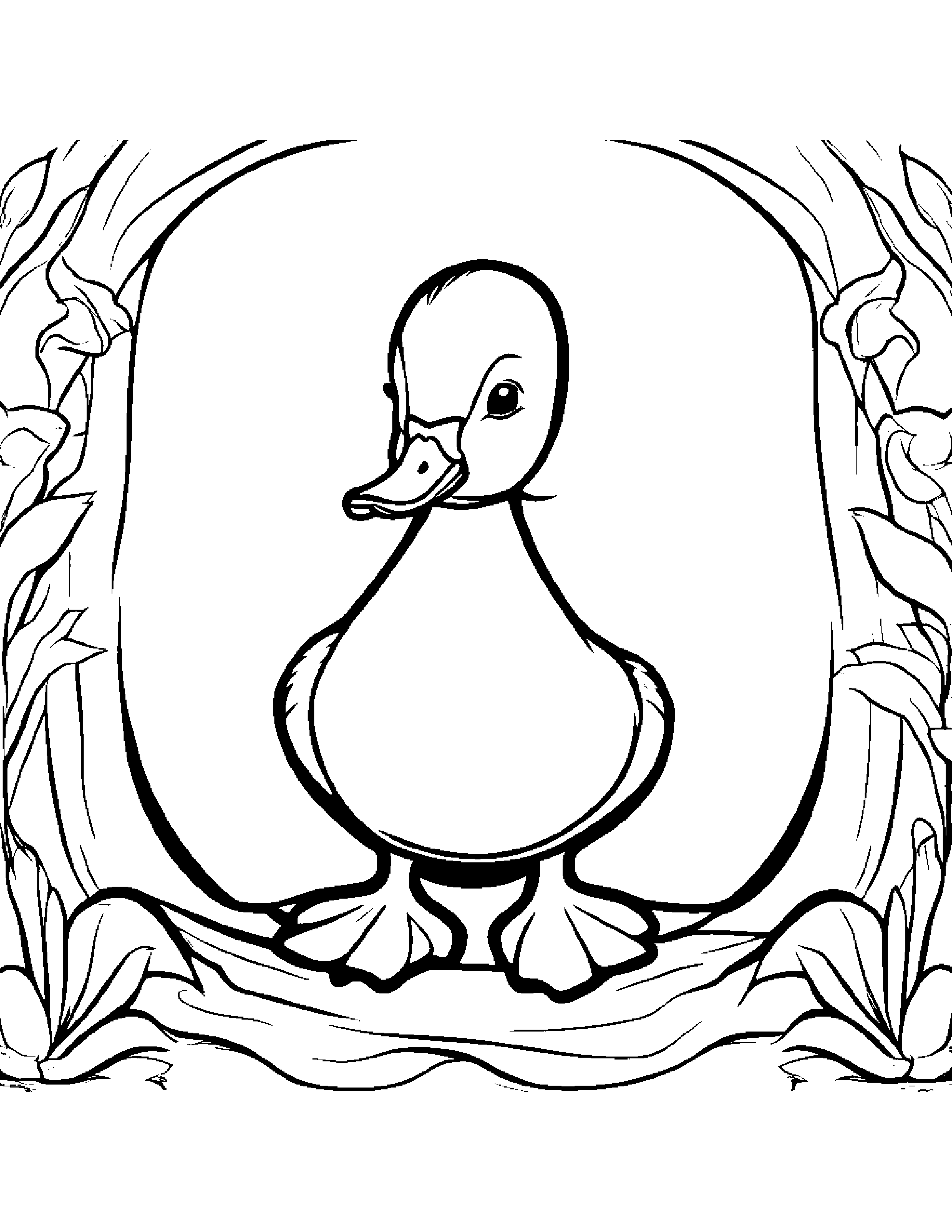 Duckling With A Ribbon #2 Coloring Page (Free Printable PDF)