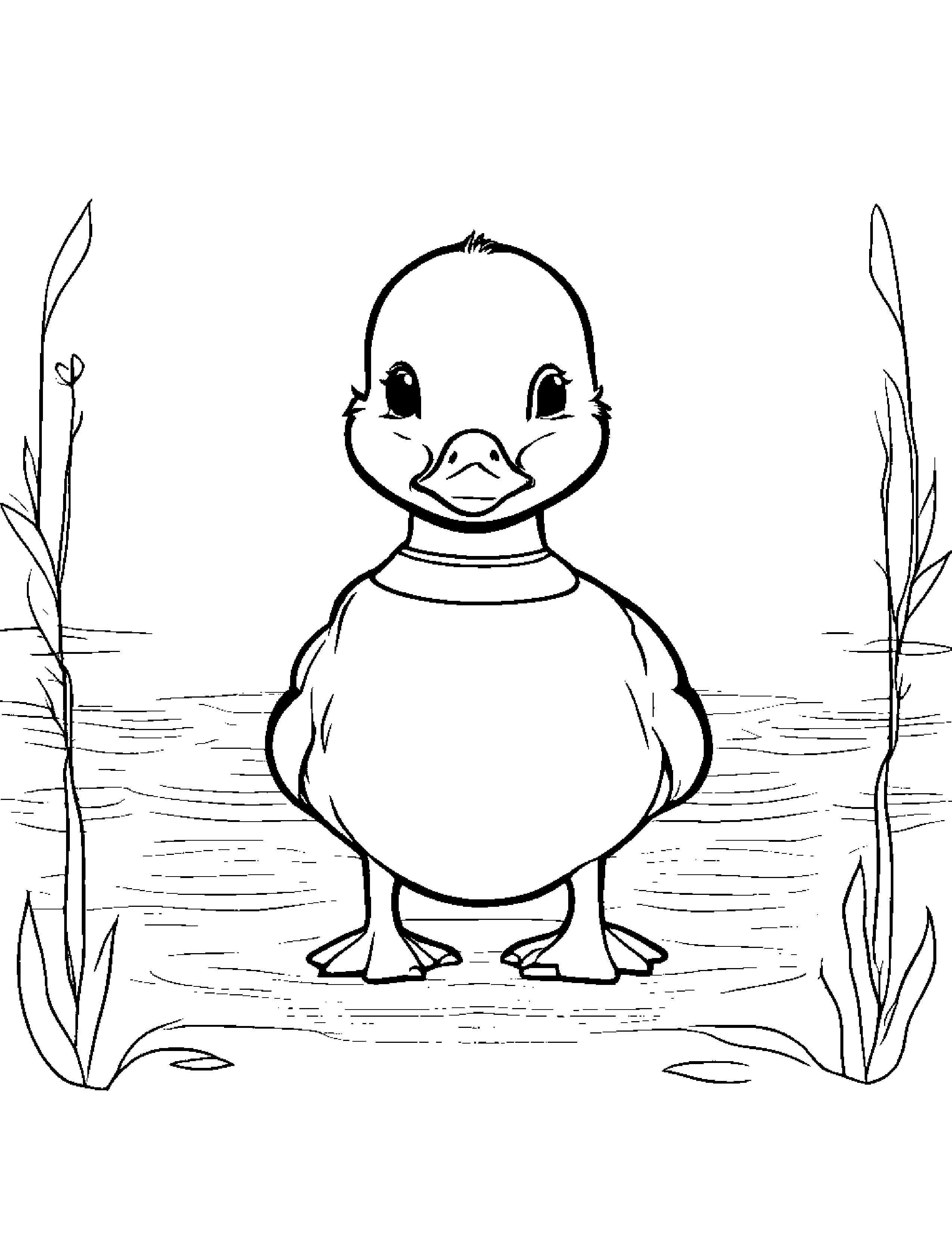 Duckling With A Ribbon #3 Coloring Page (Free Printable PDF)