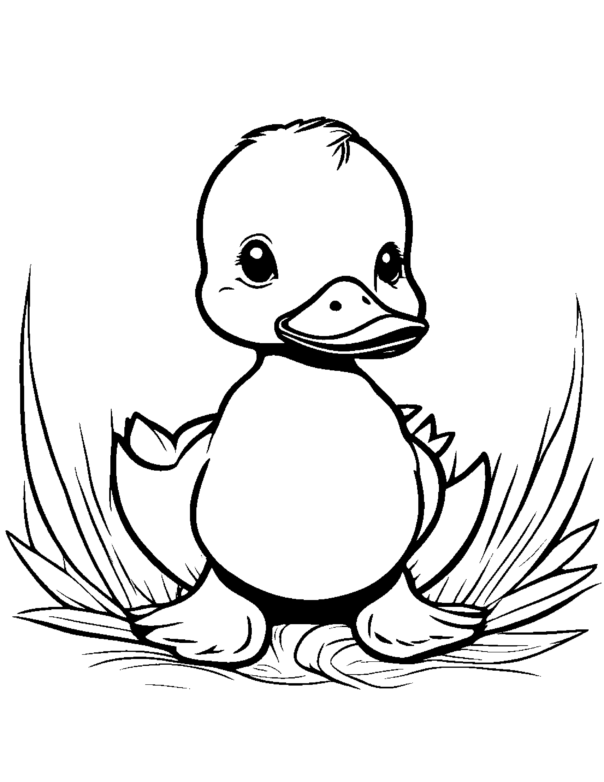 Duckling With A Ribbon #4 Coloring Page (Free Printable PDF)