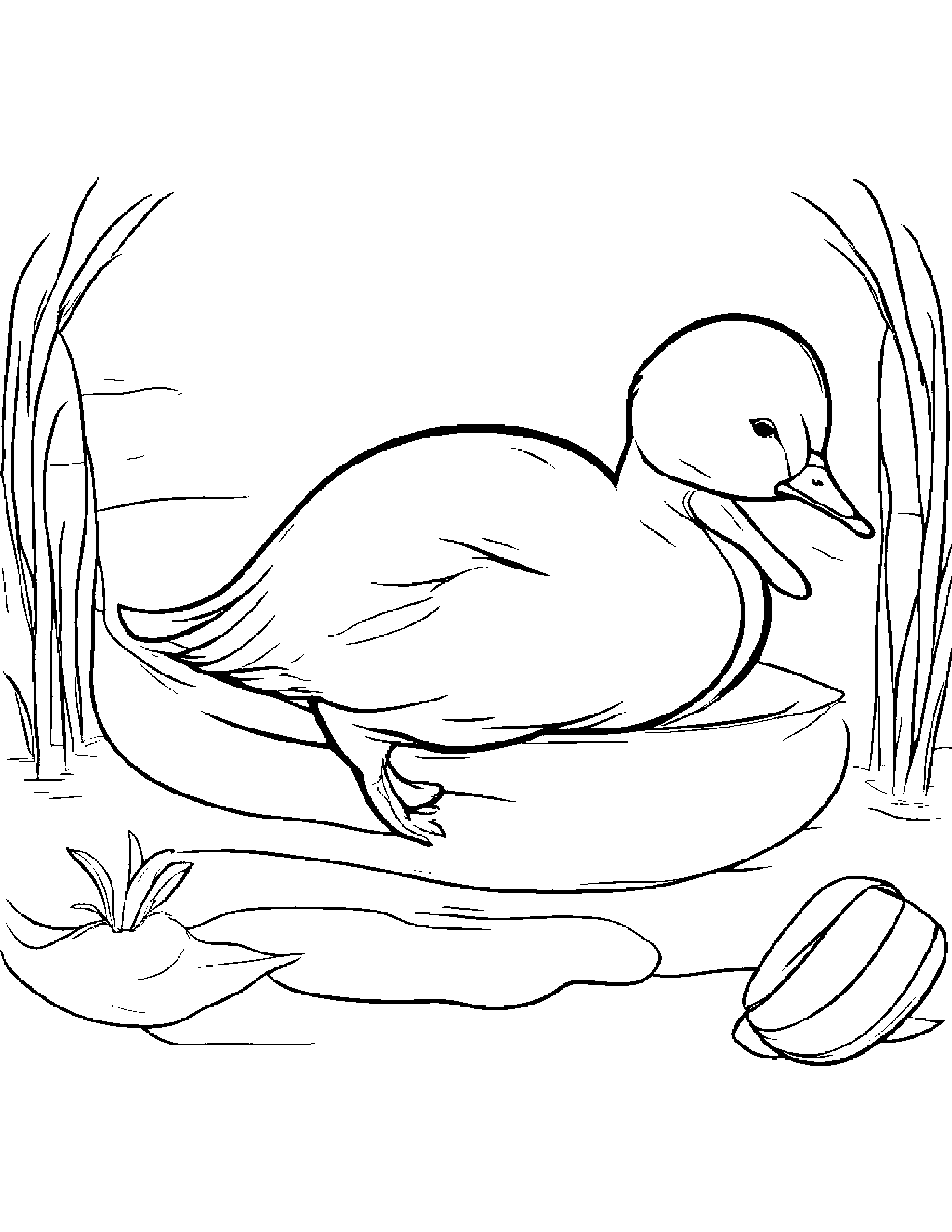 Duckling With A Ribbon #5 Coloring Page (Free Printable PDF)