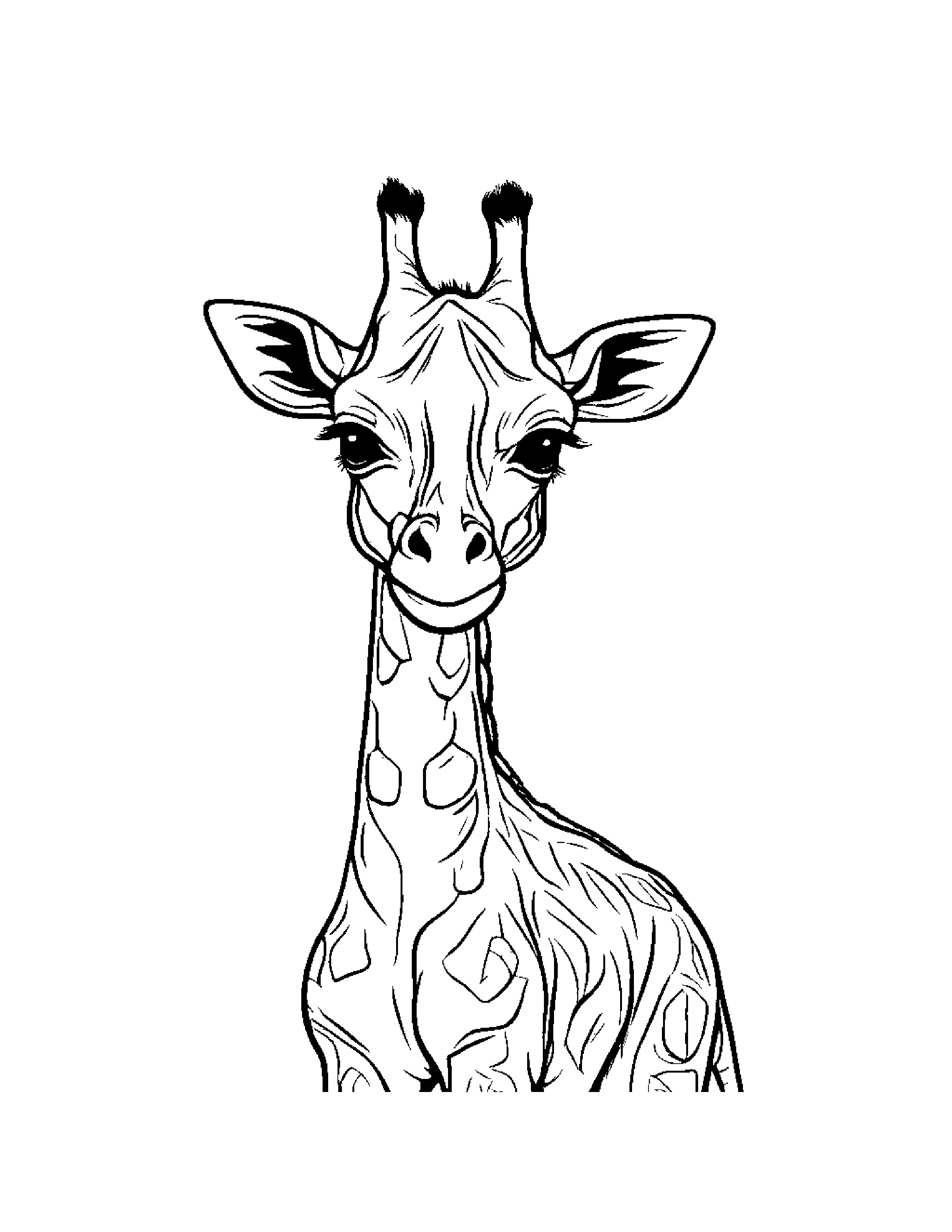 Giraffe Calf With Sparkles #2 Coloring Page (Free Printable PDF)