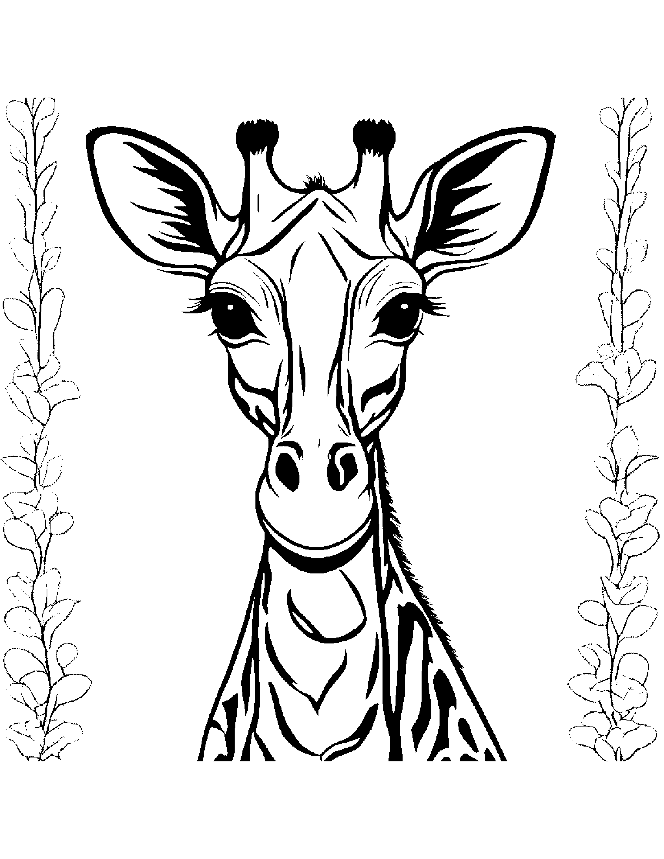 Giraffe Calf With Sparkles Coloring Page (Free Printable PDF)