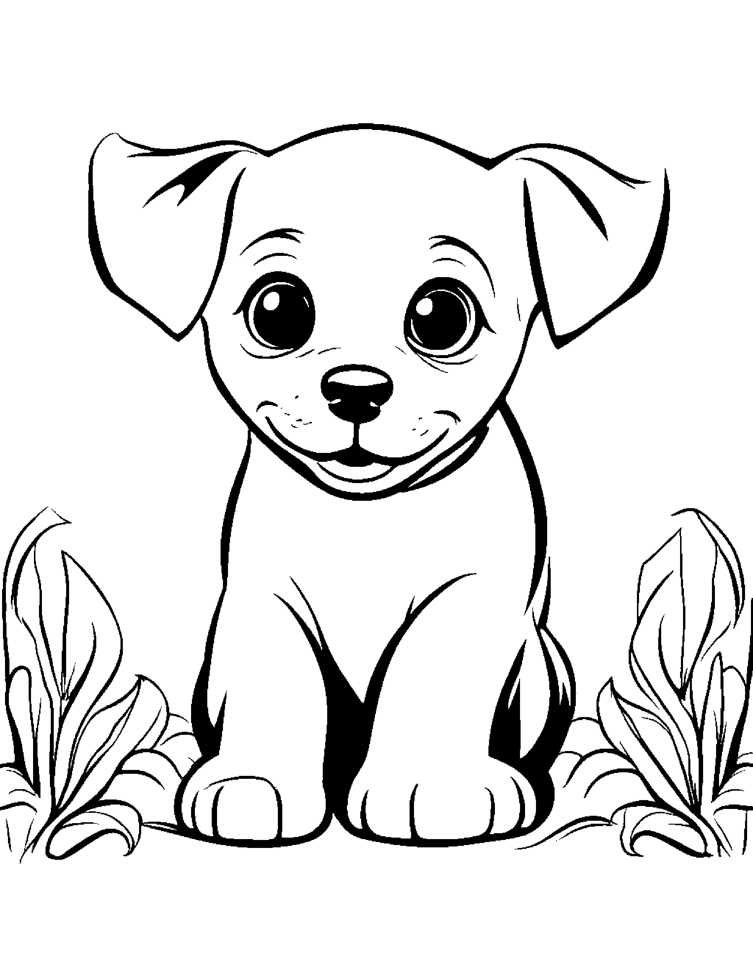 Playful Puppy Dog Coloring Page (Free Printable PDF)