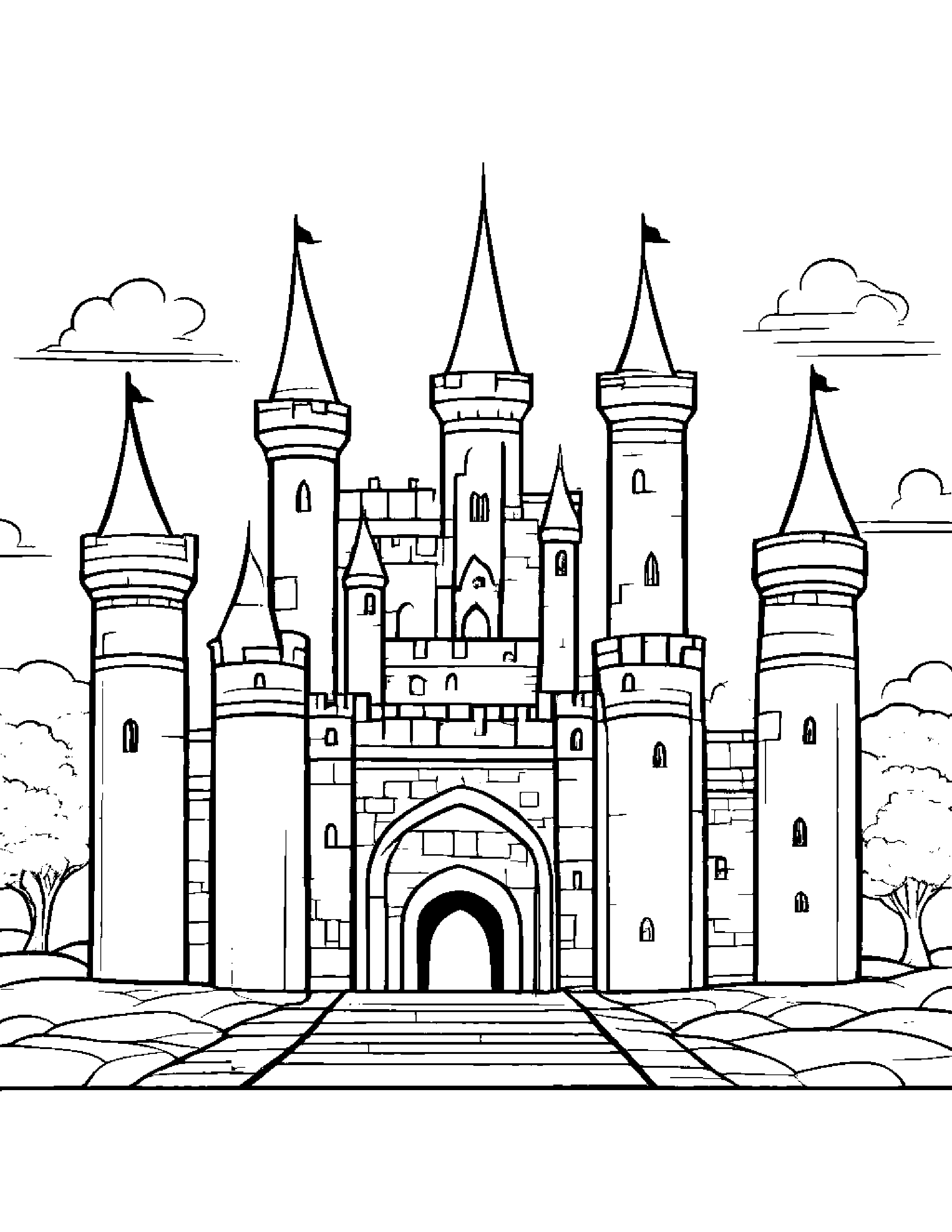 Polite Castle Block #2 Coloring Page (Free Printable PDF)