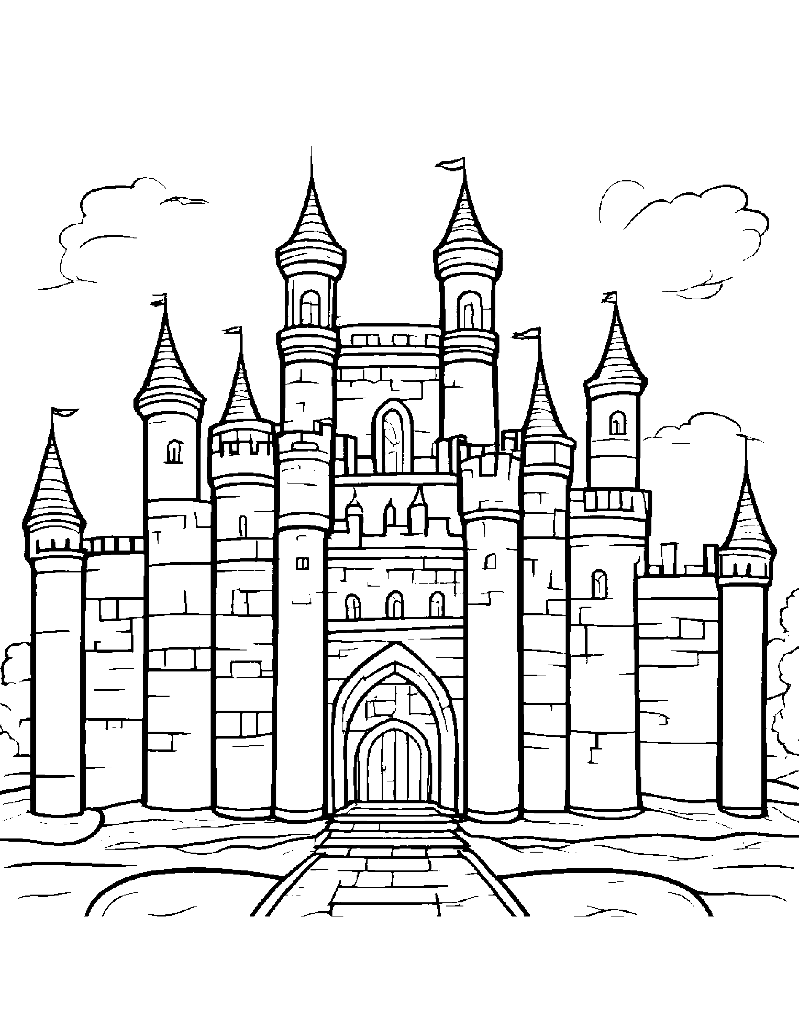 Polite Castle Block #3 Coloring Page (Free Printable PDF)