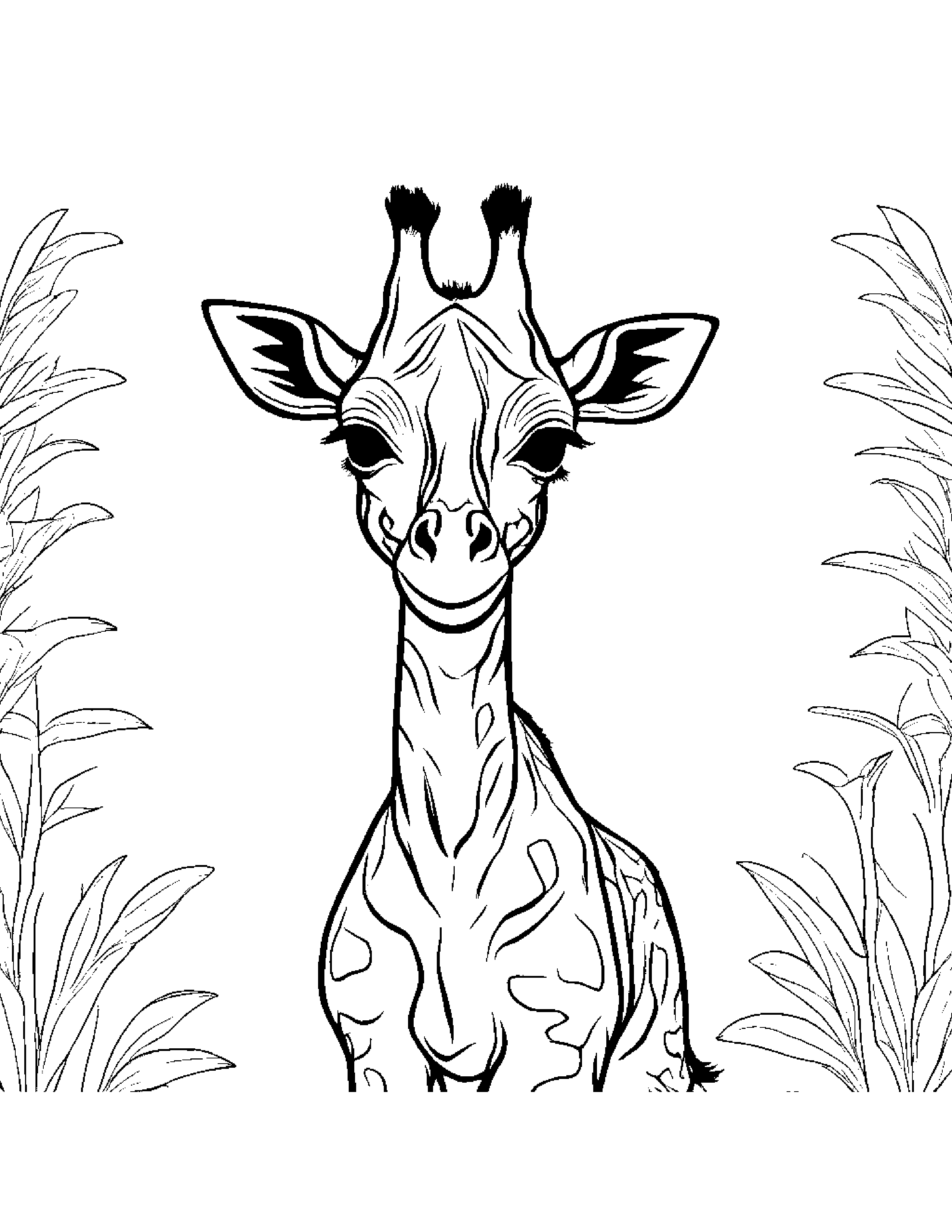 Polite Giraffe Calf #2 Coloring Page (Free Printable PDF)