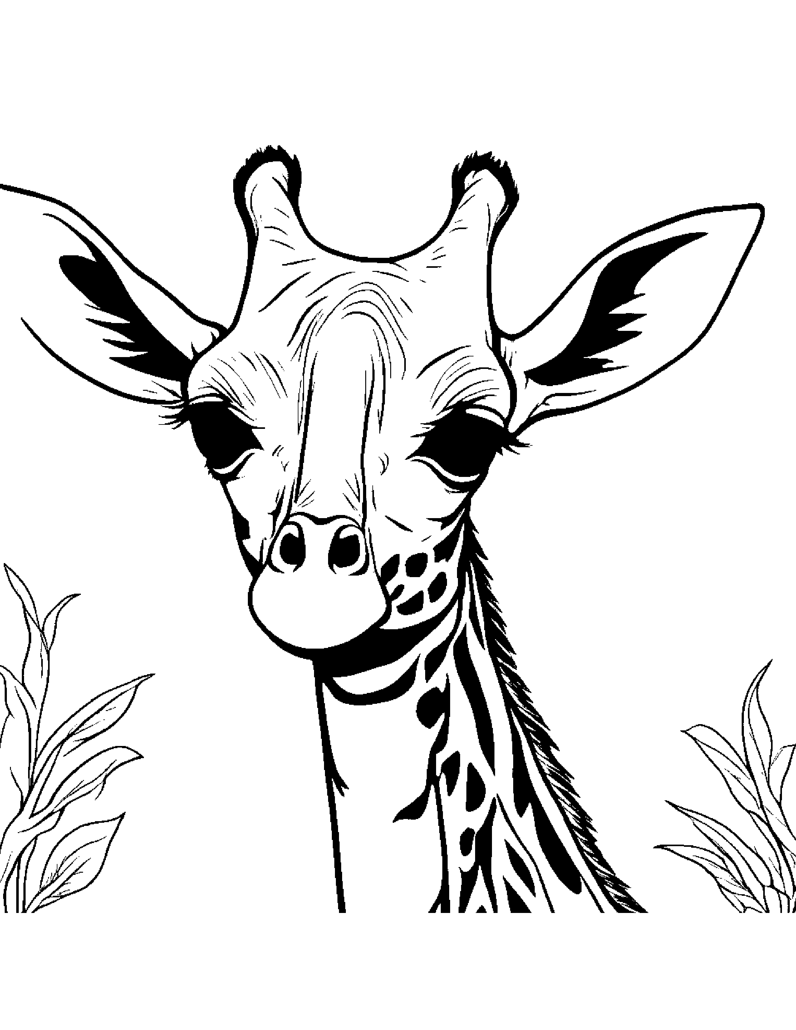 Polite Giraffe Calf #3 Coloring Page (Free Printable PDF)