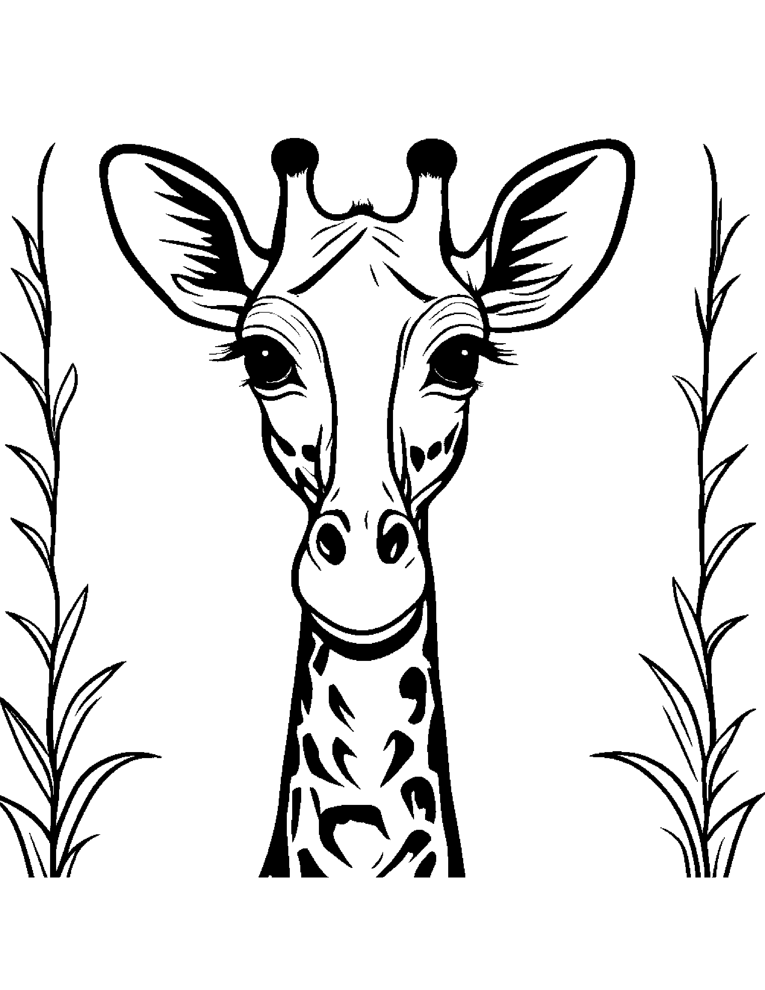 Polite Giraffe Calf Coloring Page (Free Printable PDF)
