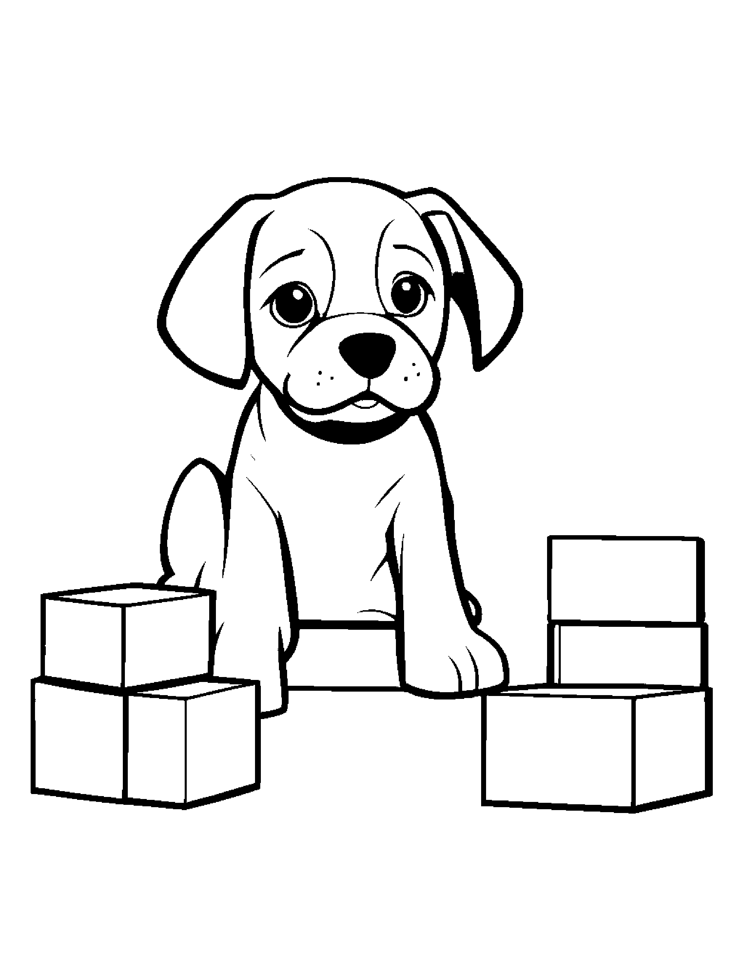 Puppy Dog Stacking Blocks #3 Coloring Page (Free Printable PDF)