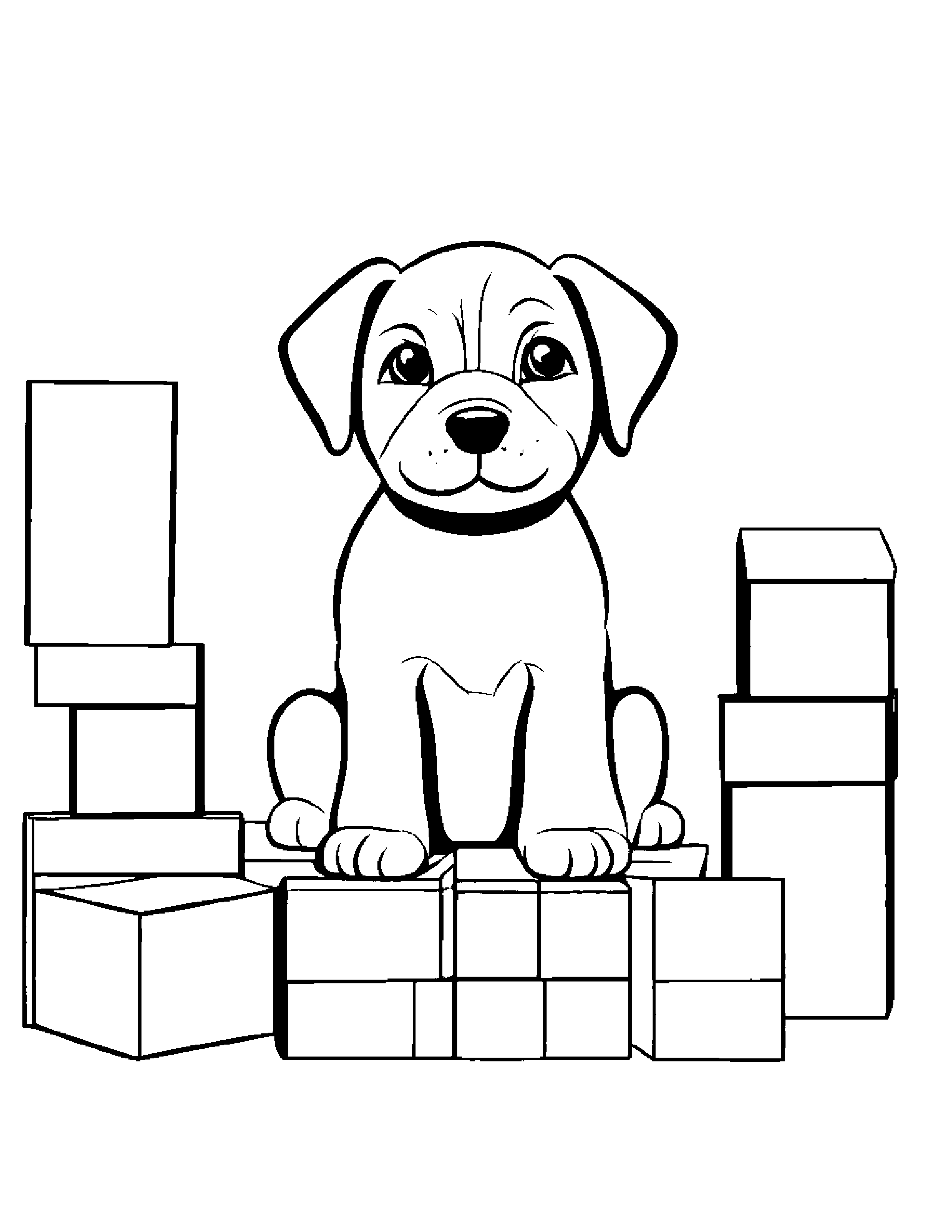 Puppy Dog Stacking Blocks Coloring Page (Free Printable PDF)
