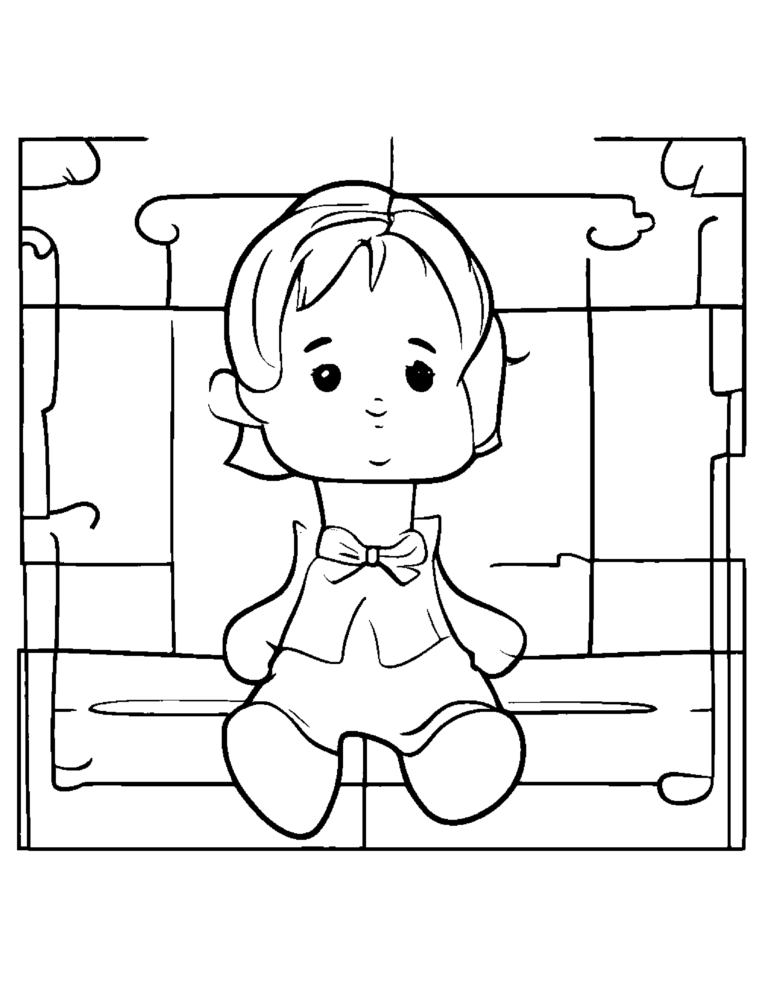 Puzzle Piece Learning To Tie A Bow #2 Coloring Page (Free Printable PDF)