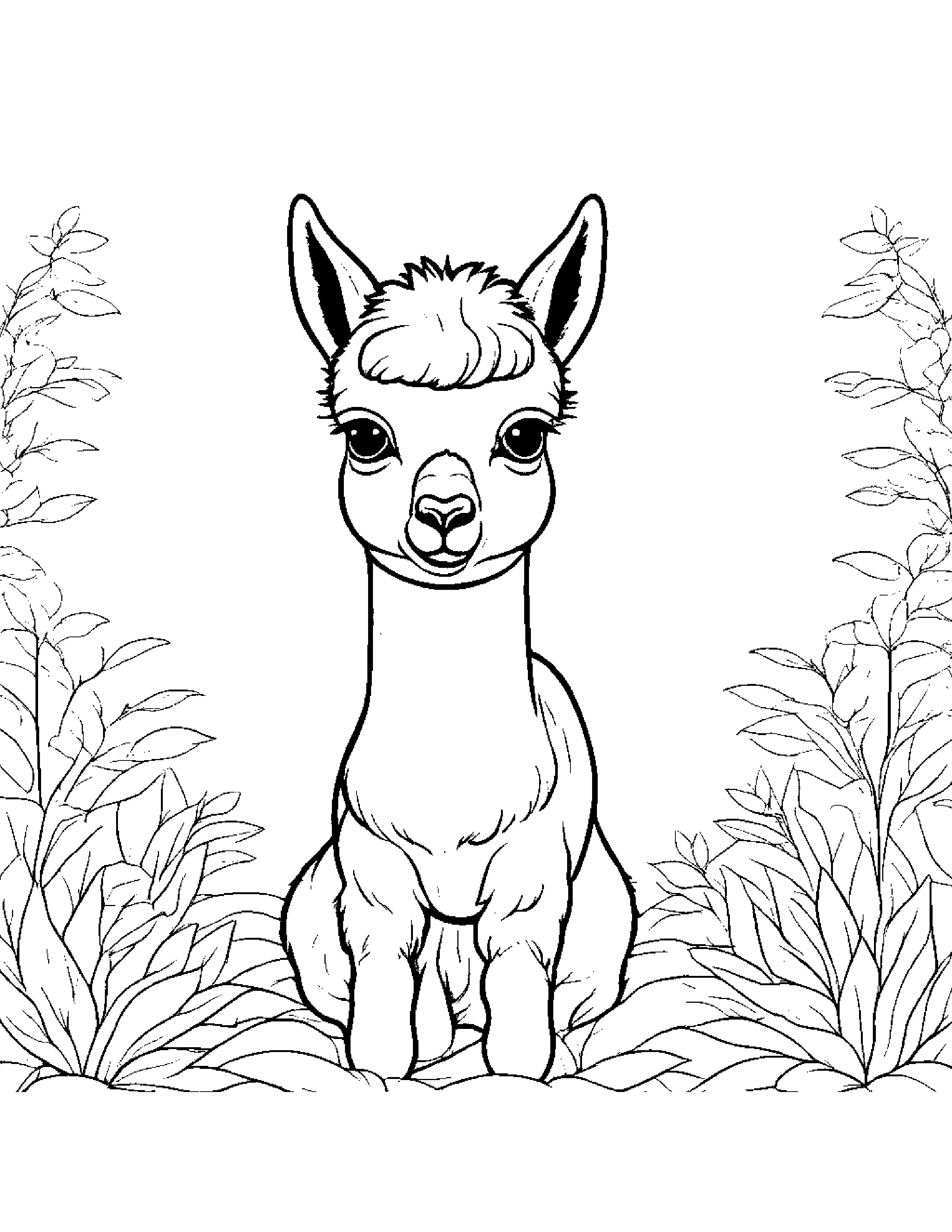 Baby Alpaca #2 Coloring Page (Free Printable PDF)