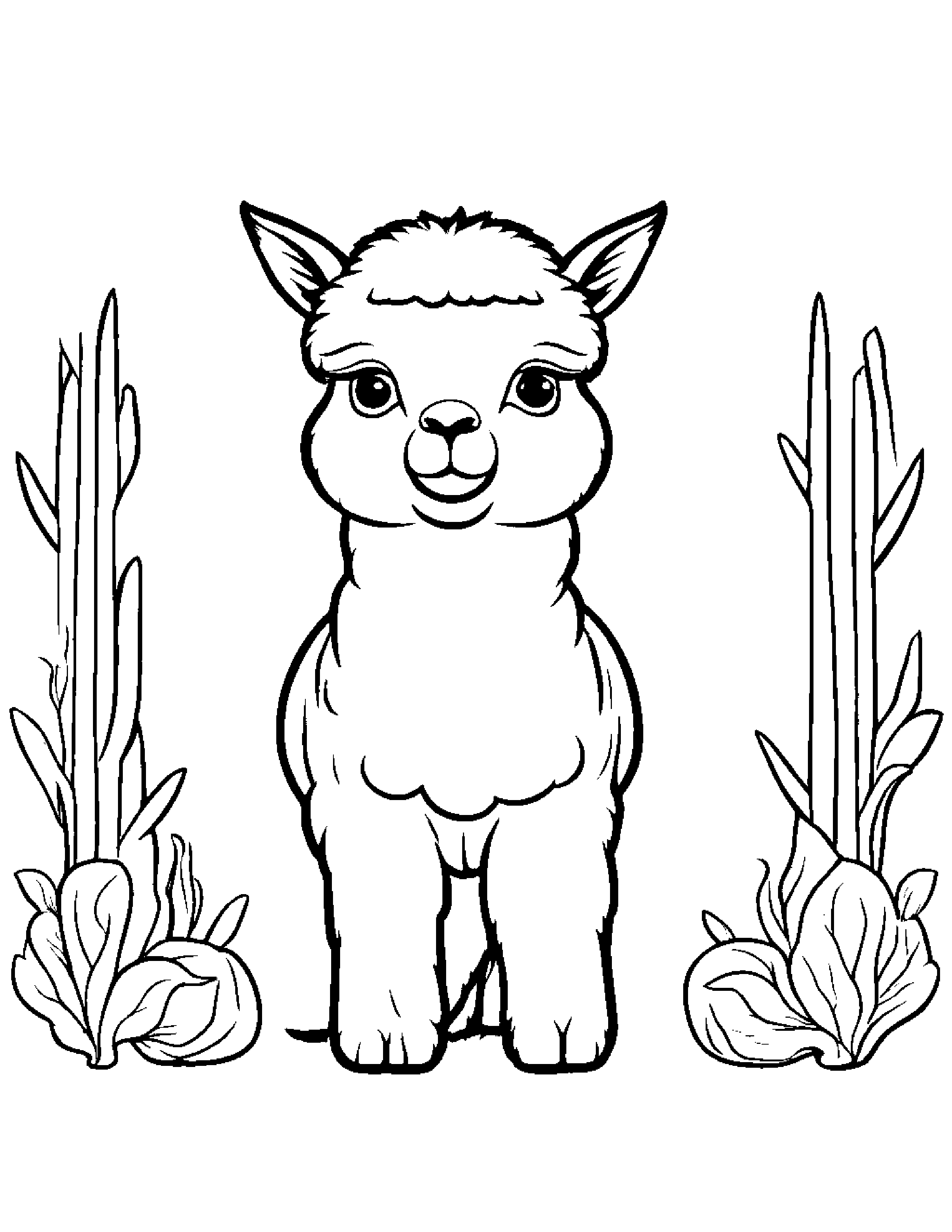 Baby Alpaca #3 Coloring Page (Free Printable PDF)