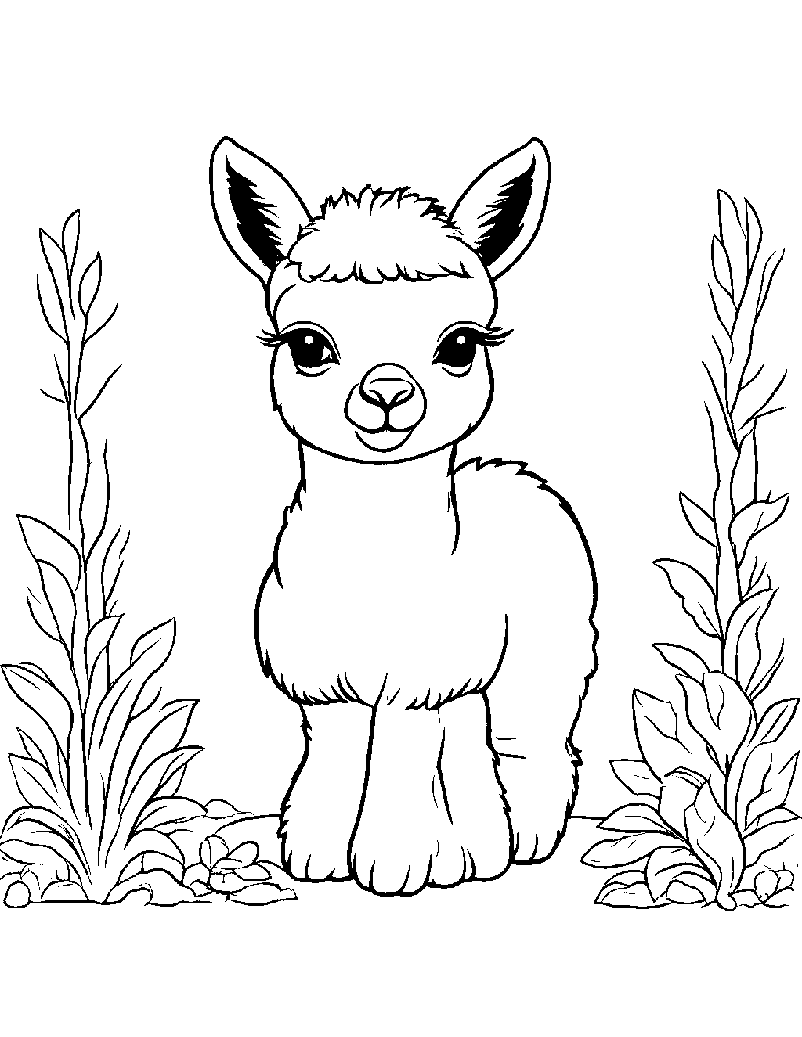 Baby Alpaca #4 Coloring Page (Free Printable PDF)
