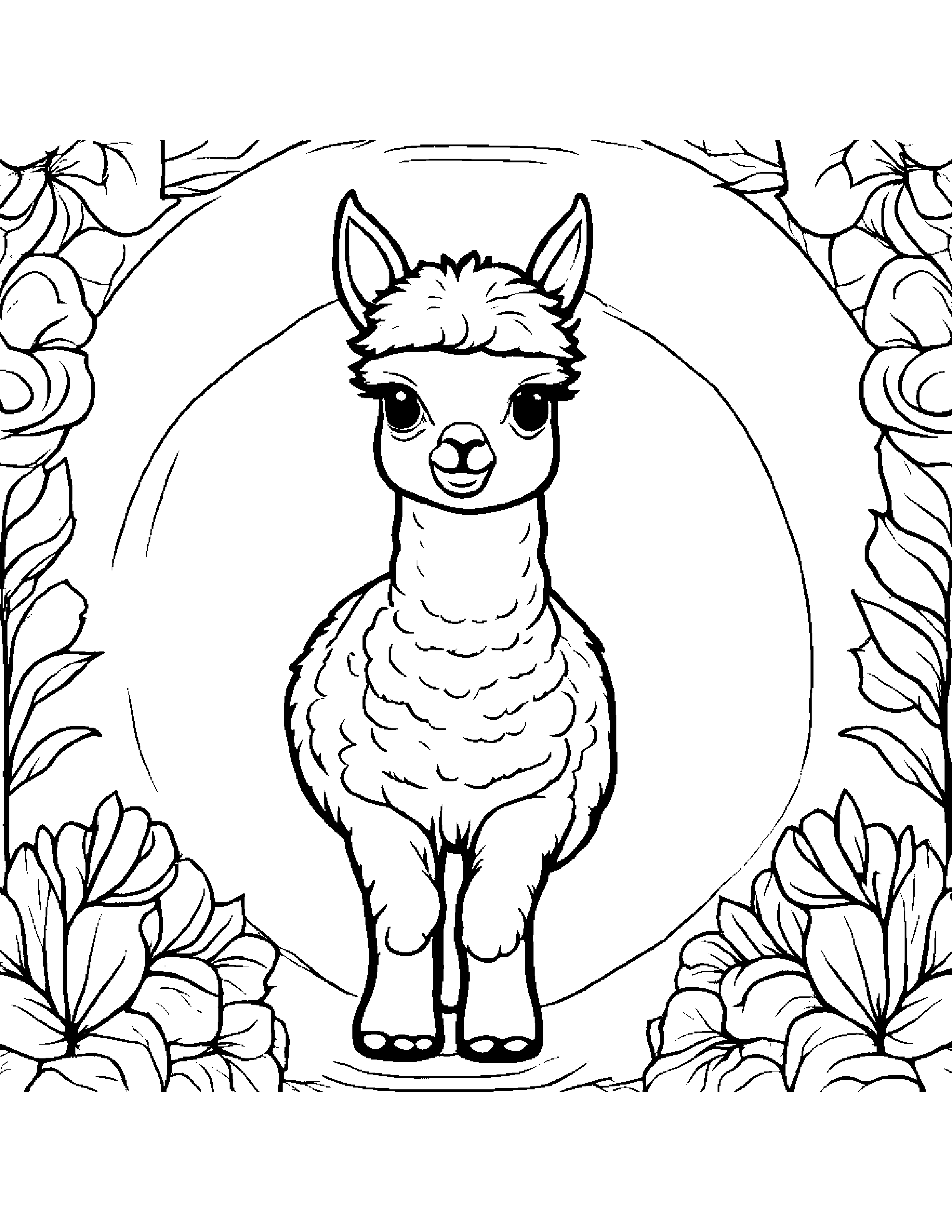 Baby Alpaca Coloring Page (Free Printable PDF)