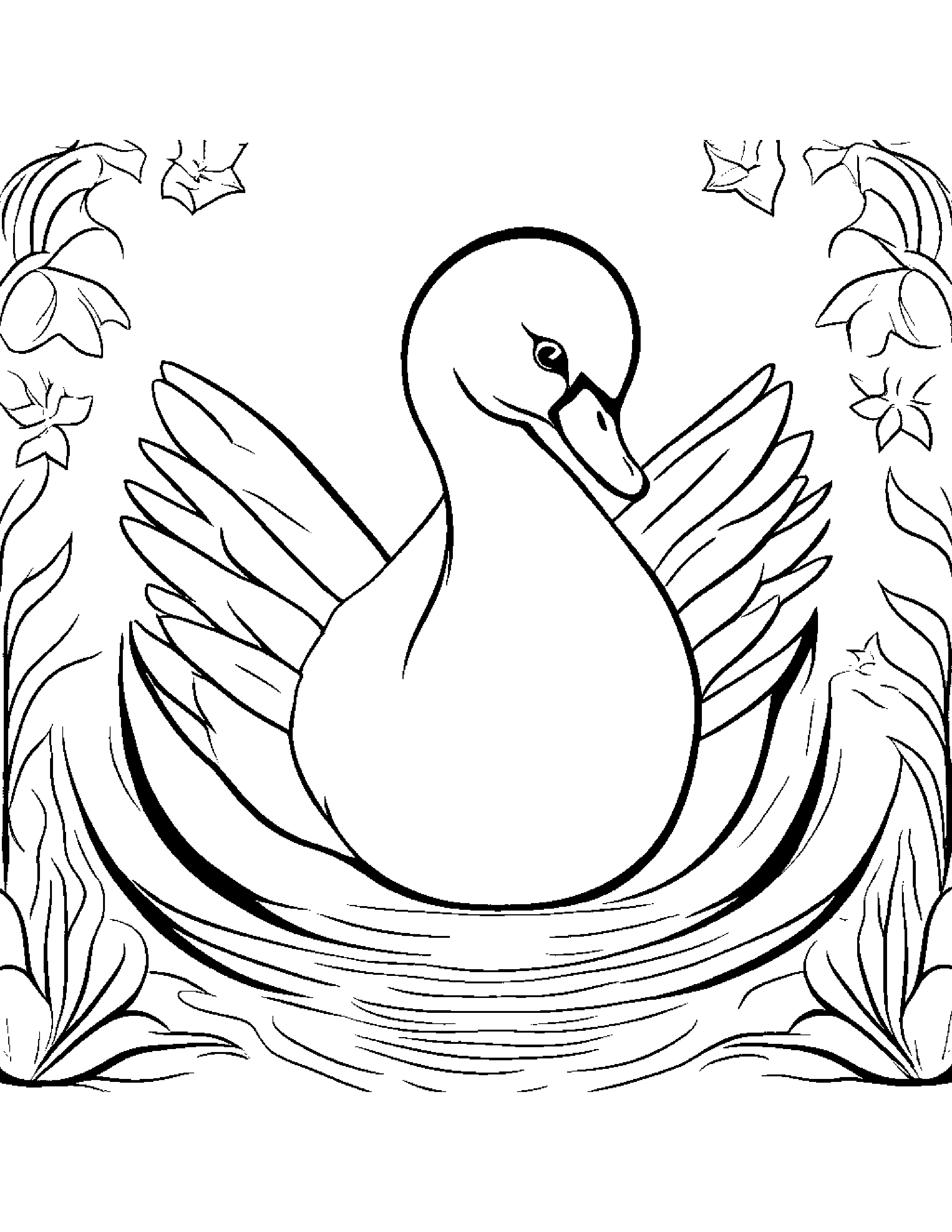 Baby Swan With A Star #2 Coloring Page (Free Printable PDF)