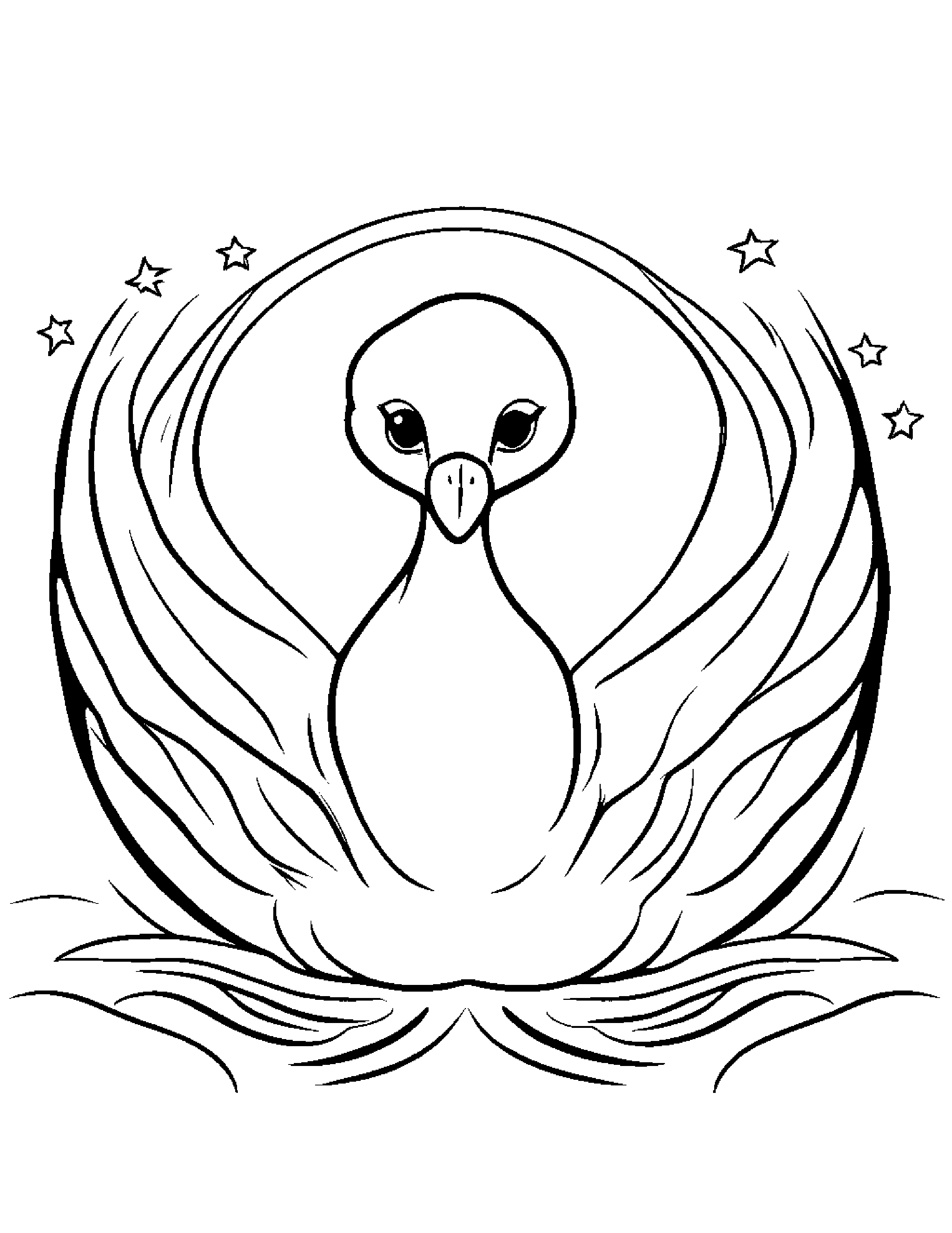 Baby Swan With A Star #4 Coloring Page (Free Printable PDF)