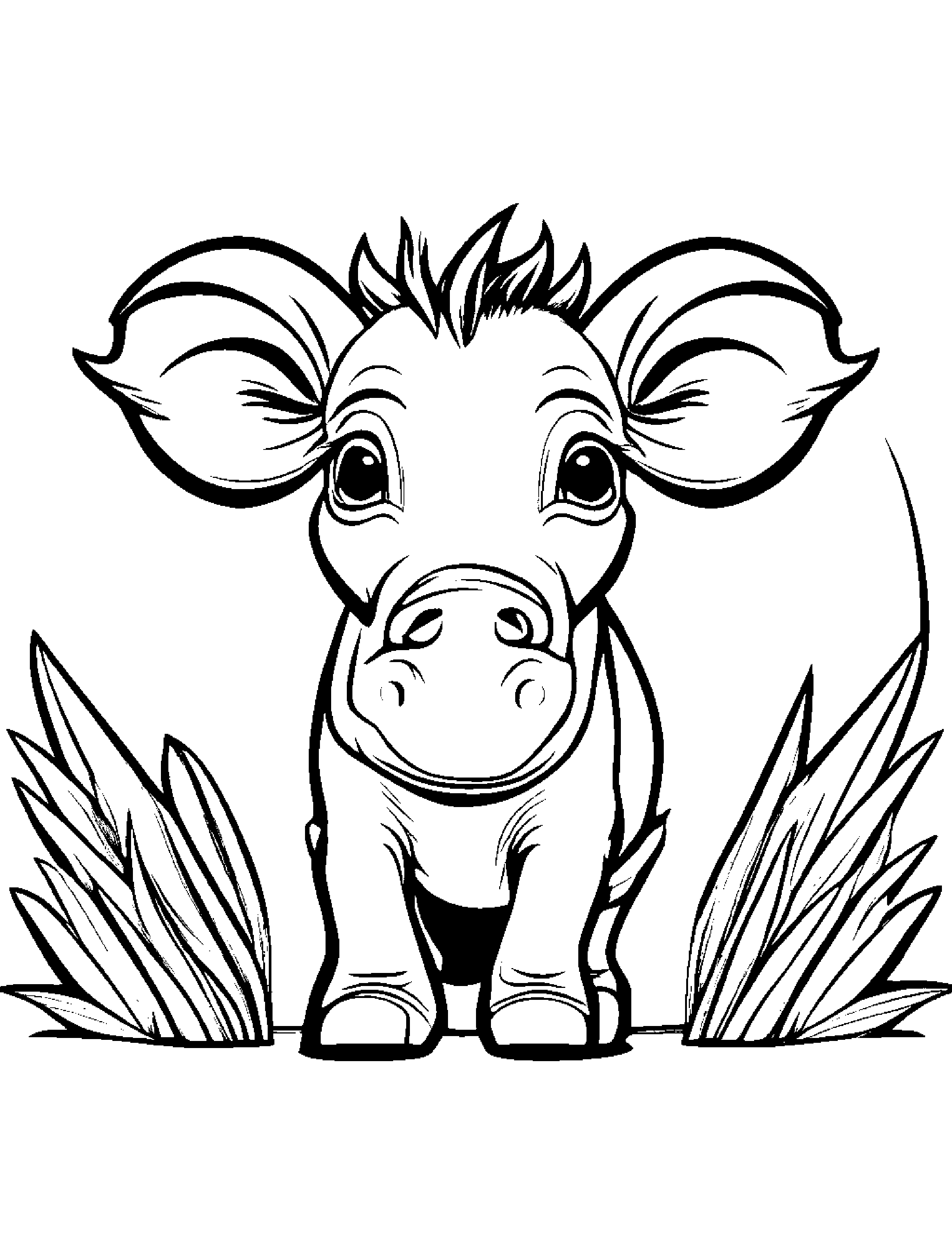 Brave Baby Warthog Coloring Page (Free Printable PDF)