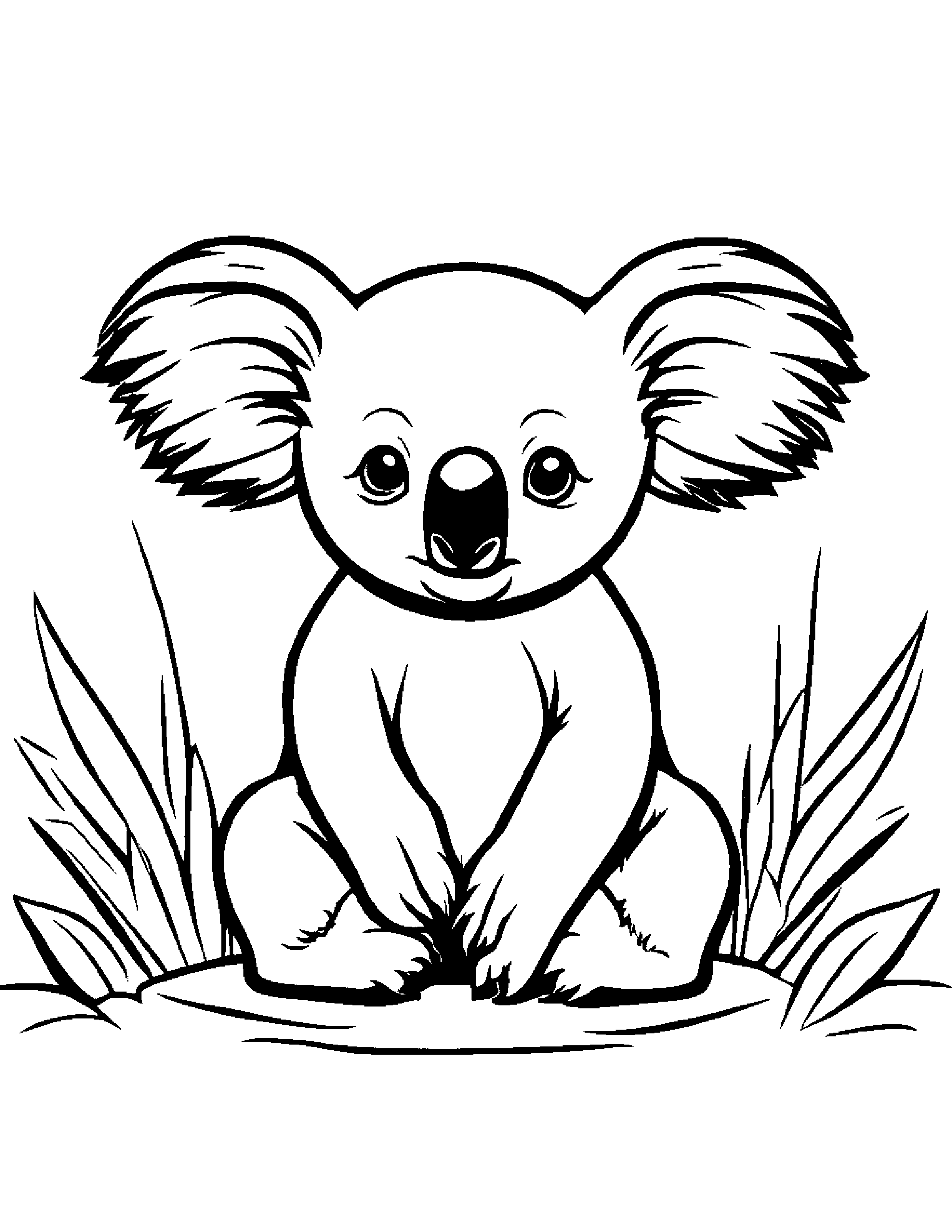 Cuddly Baby Koala Bear Coloring Page (Free Printable PDF)