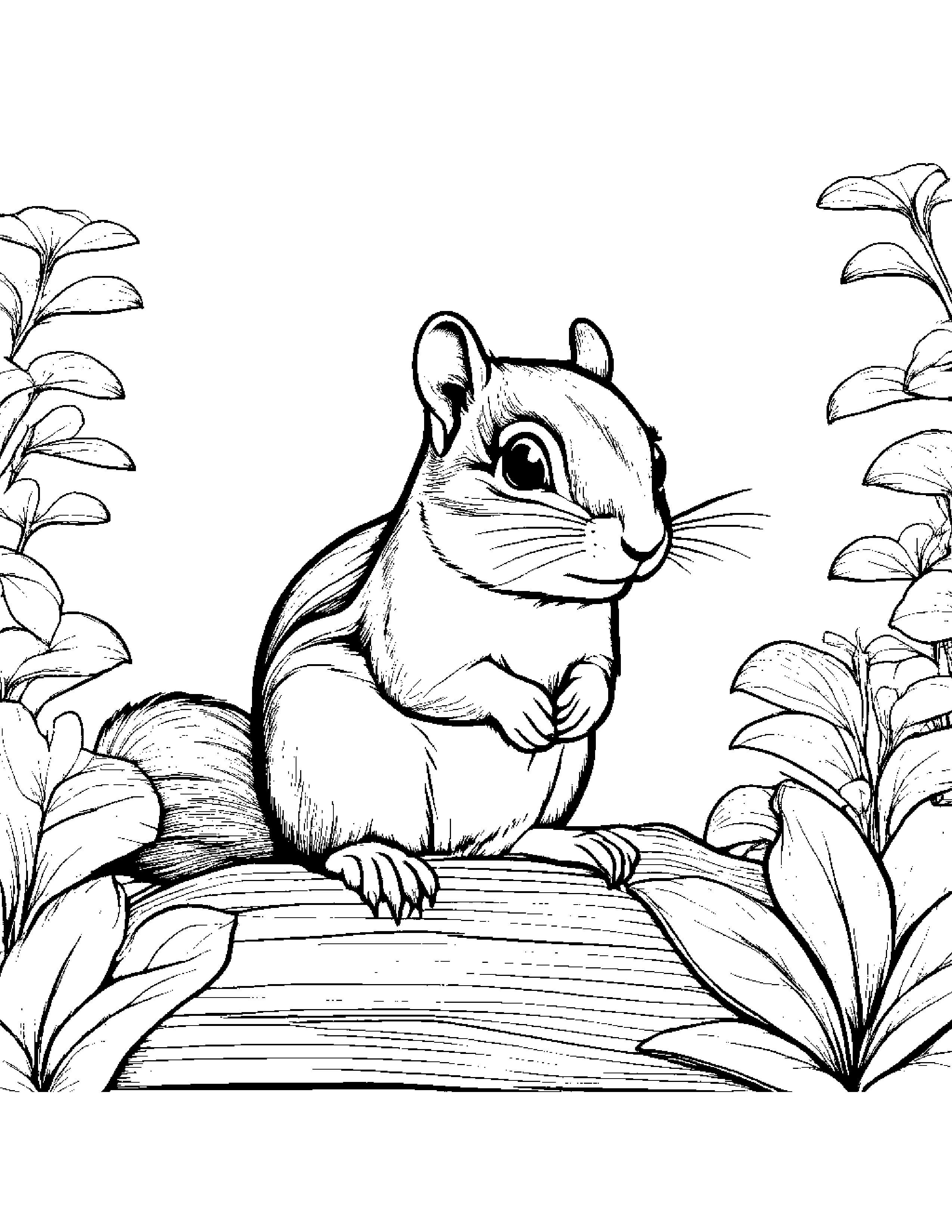 Gentle Chipmunk Coloring Page (Free Printable PDF)