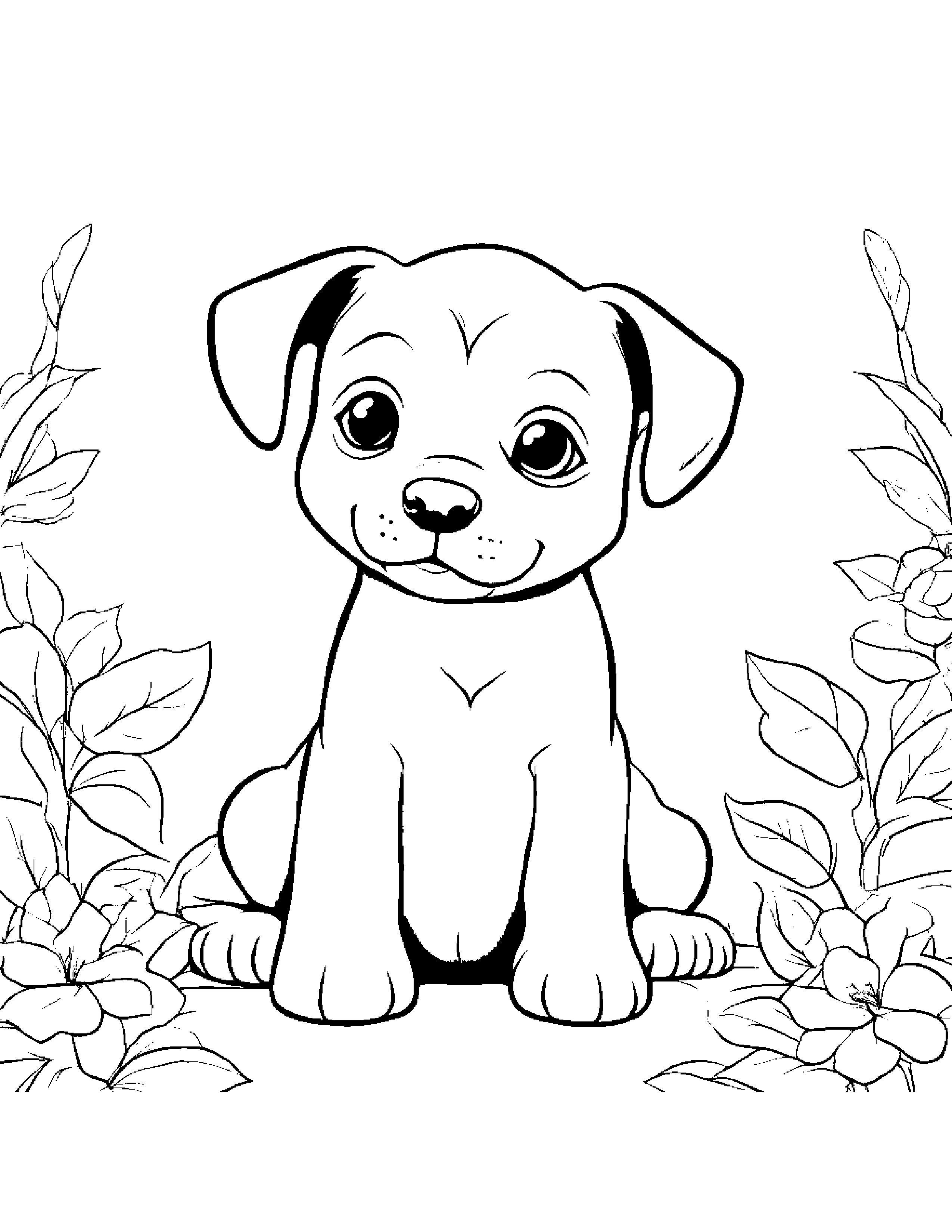 Gentle Puppy #2 Coloring Page (Free Printable PDF)