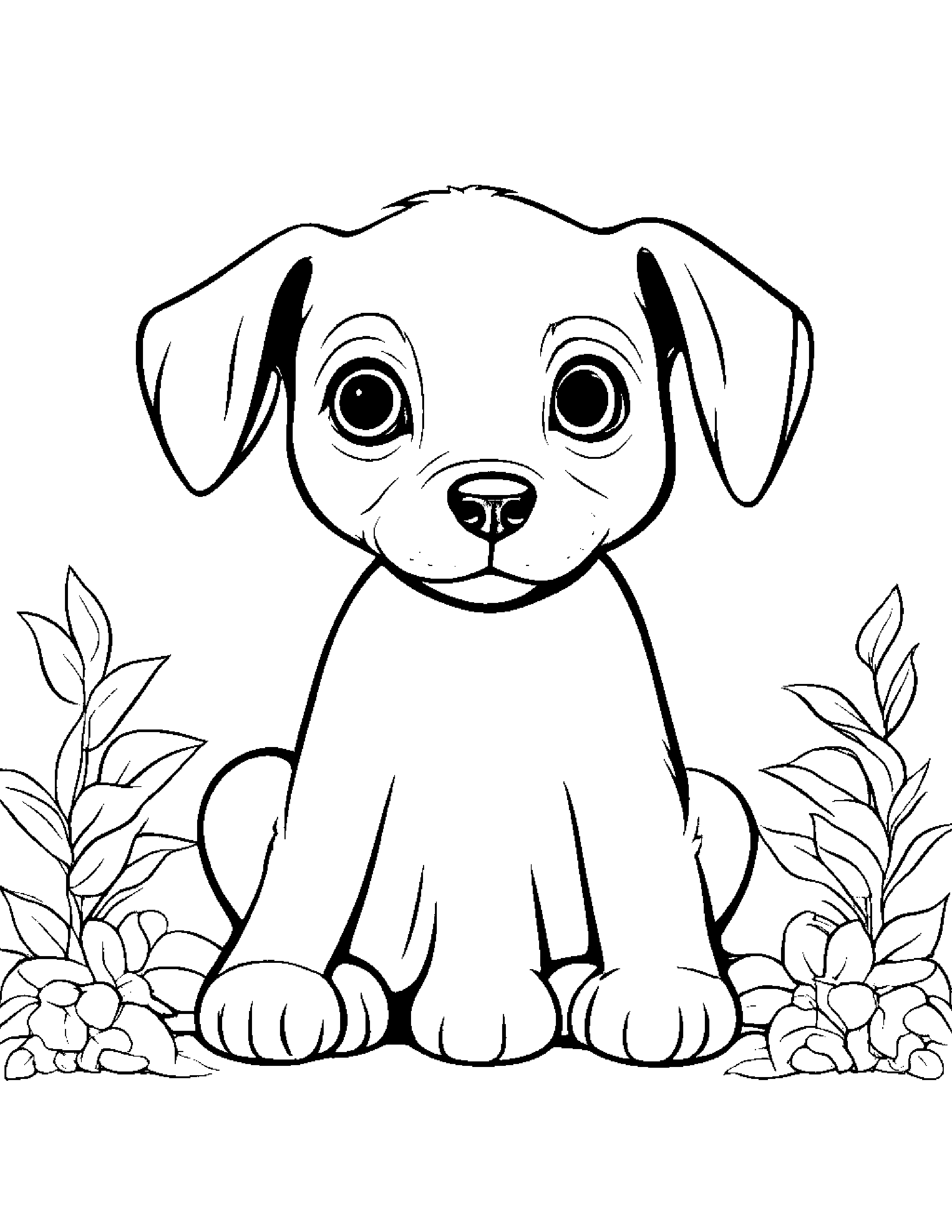 Gentle Puppy #3 Coloring Page (Free Printable PDF)
