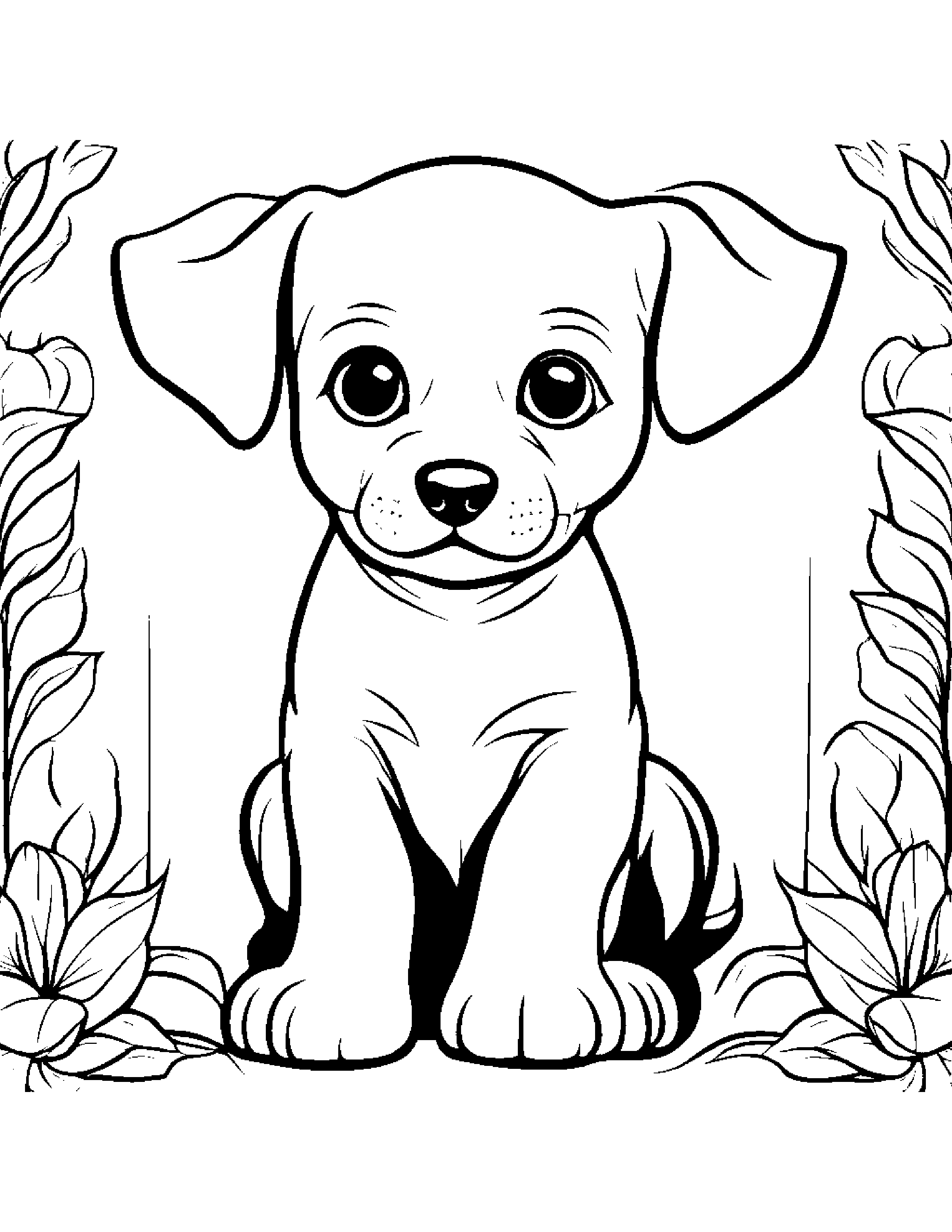 Gentle Puppy Coloring Page (Free Printable PDF)