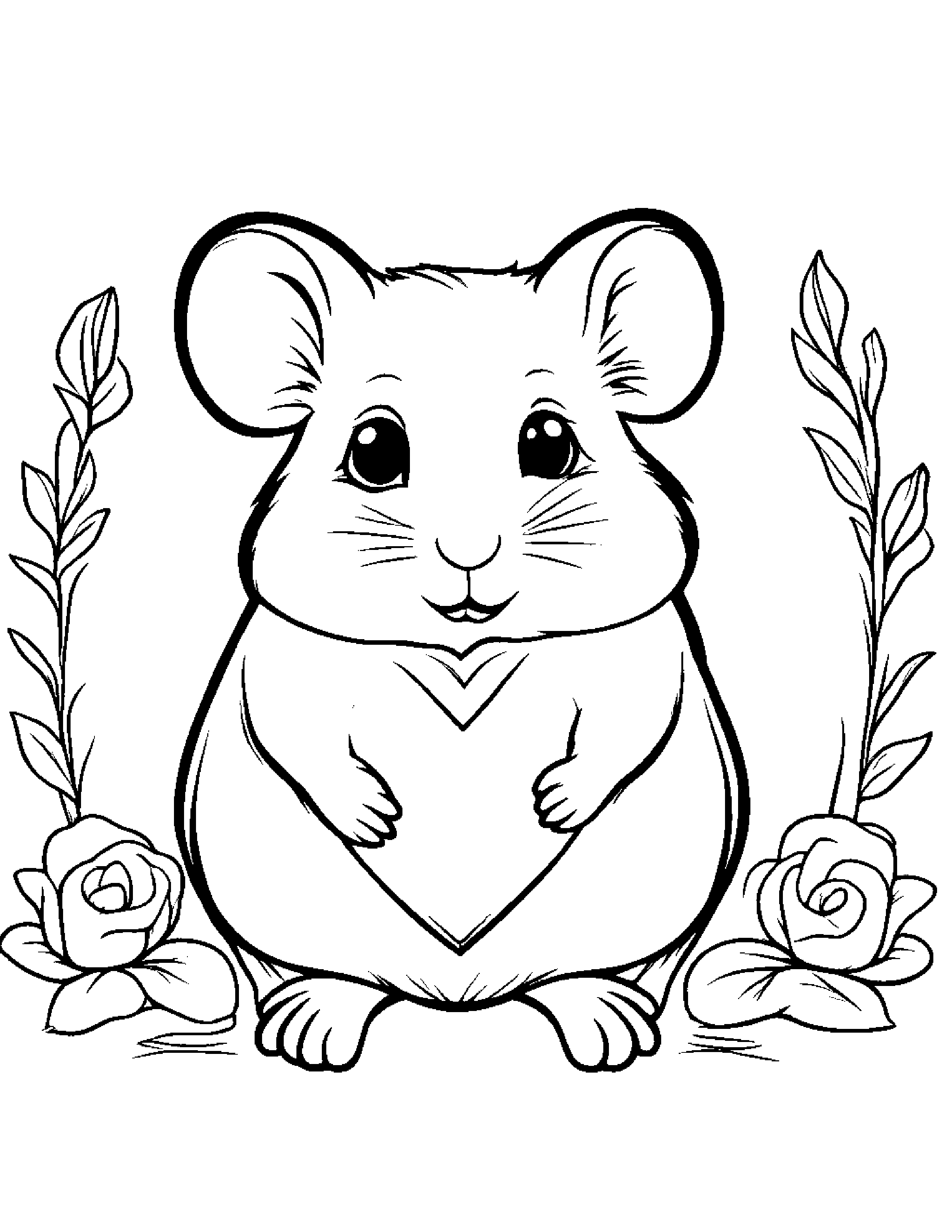 Hamster Hugging A Heart Coloring Page (Free Printable PDF)