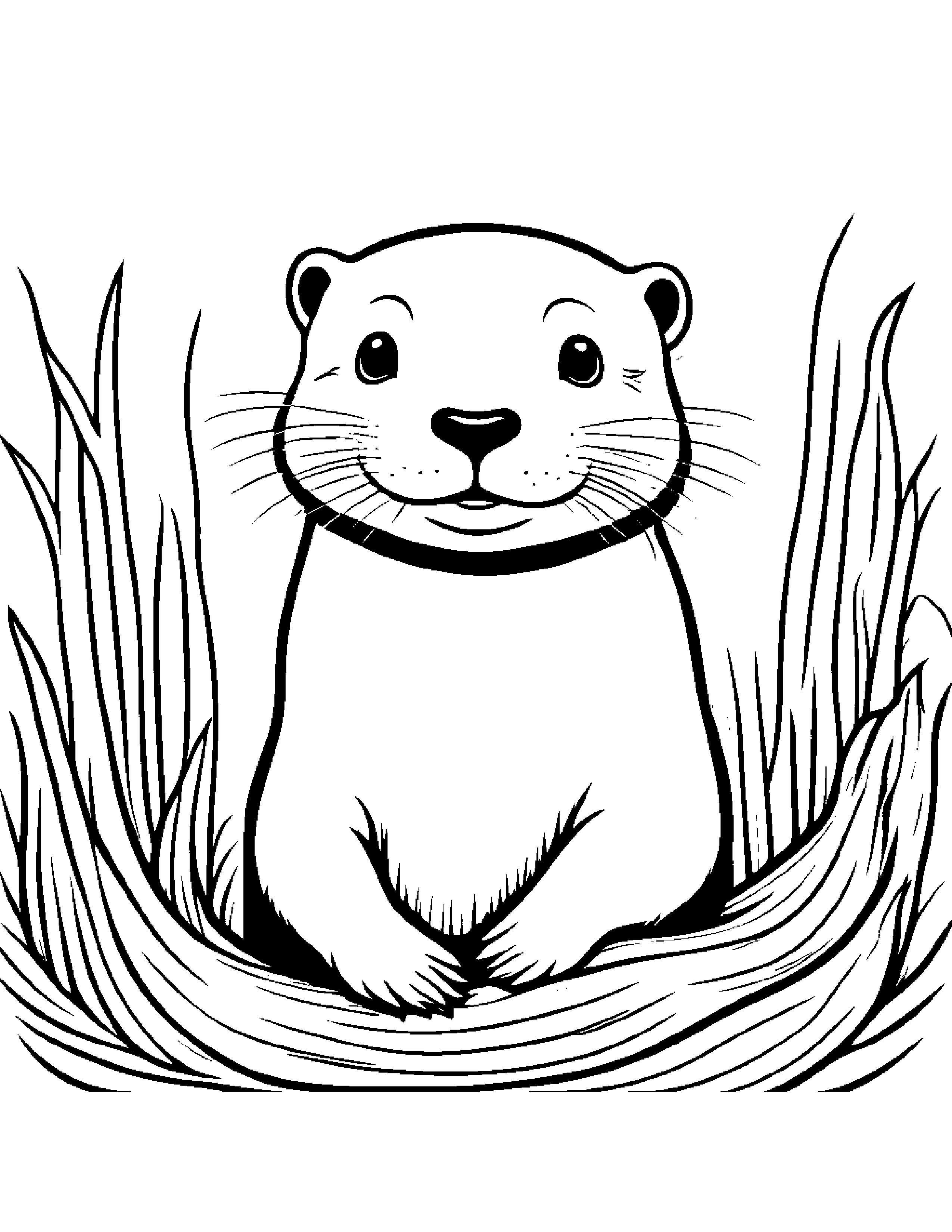 Happy Otter Coloring Page (Free Printable PDF)