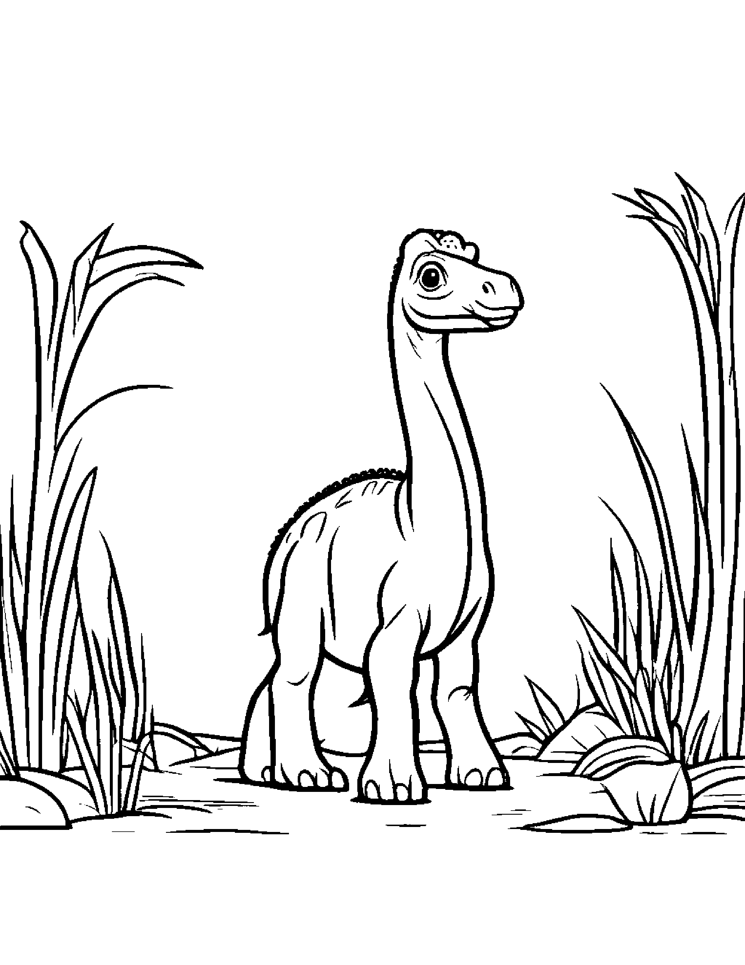 Lambeosaurus Calf Waddling Around Clumsily While Learning To Walk Coloring Page (Free Printable PDF)