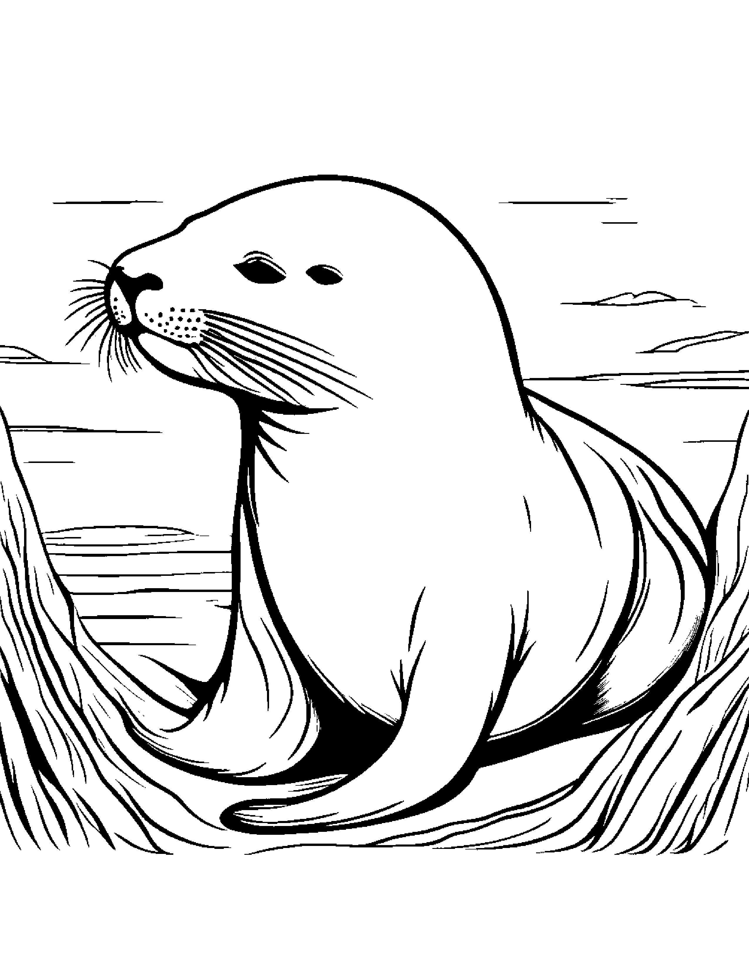 Majestic Baby Leopard Seal Coloring Page (Free Printable PDF)
