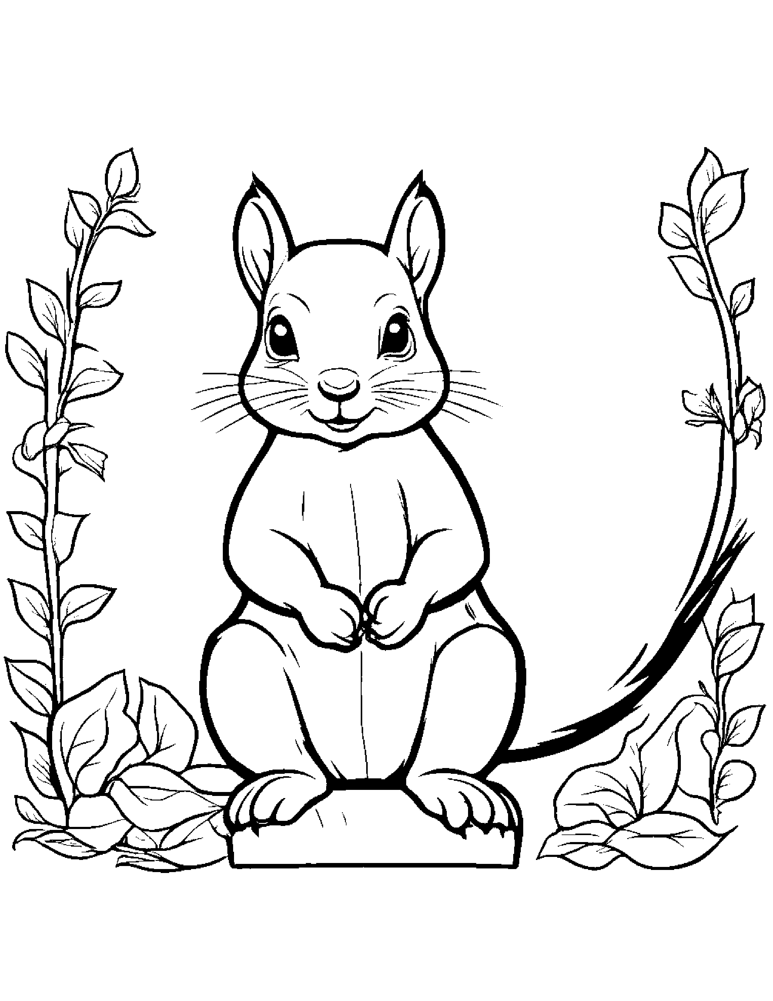 Squirrel With A Bow Coloring Page (Free Printable PDF)